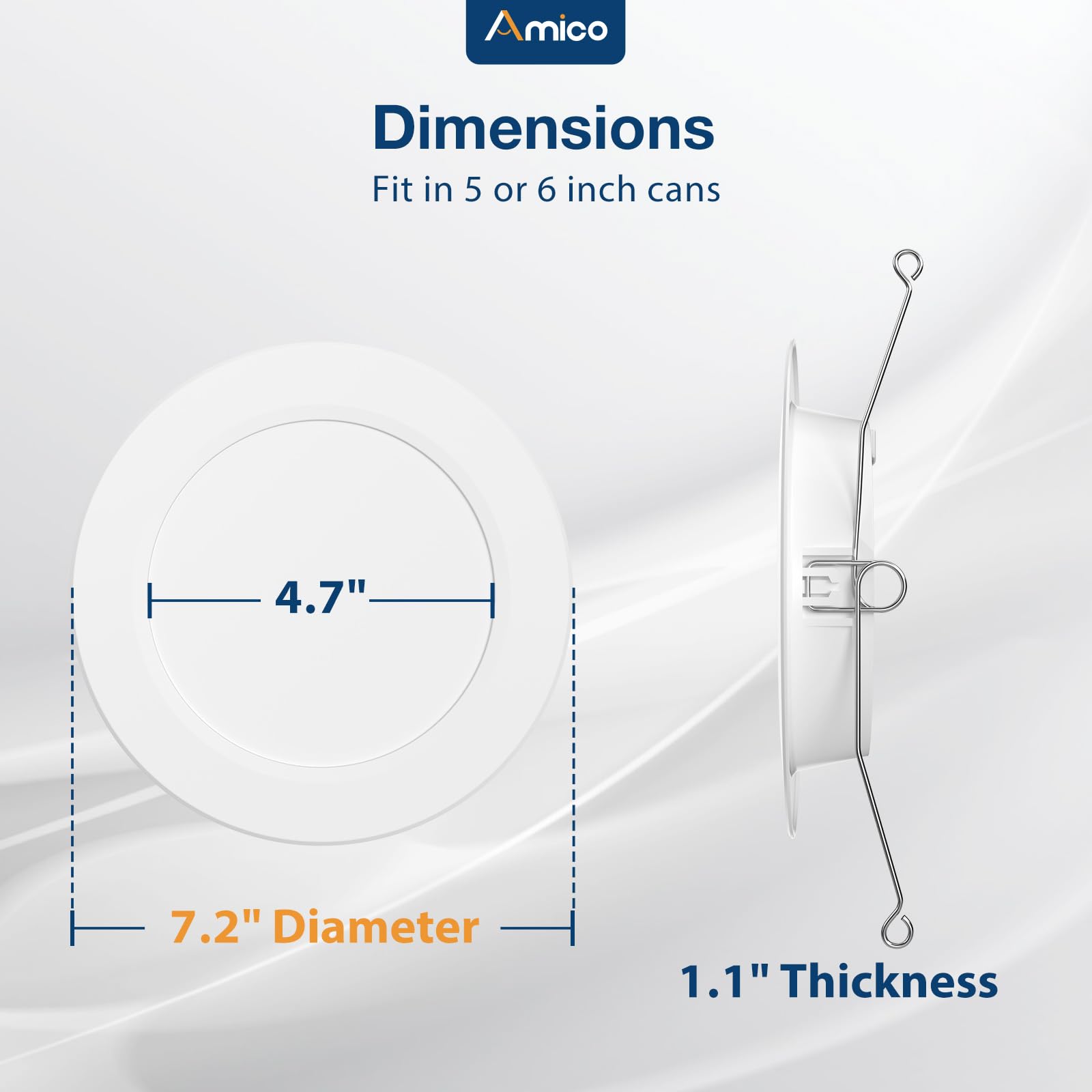 Amico 5/6 Inch Recessed Lighting - 24 Pack 5CCT LED Can Lights, 1050LM Brightness, White, Model FXF01181