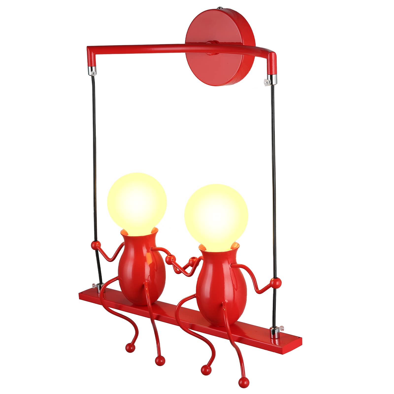 Wall Light Fixtures Indoor Creative LED Lights for Bedroom Cartoon Double Little People Swing Wall Lamp Mini Doll Wall Sconces C