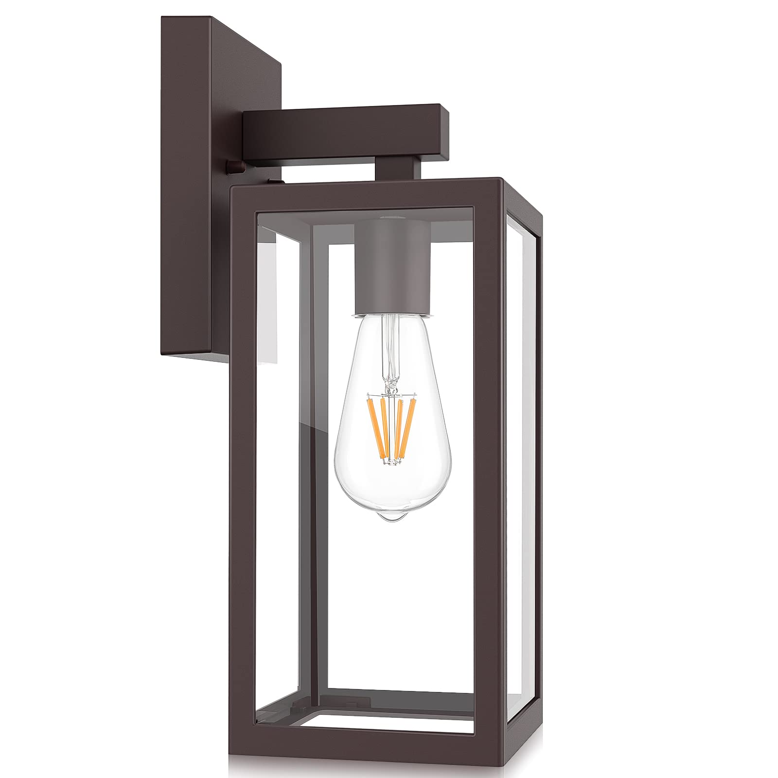 MAXvolador Outdoor Wall Lantern, Exterior Waterproof Wall Sconce Light Fixture, Dark Chocolate Anti-Rust Mount Lights Glass, E26