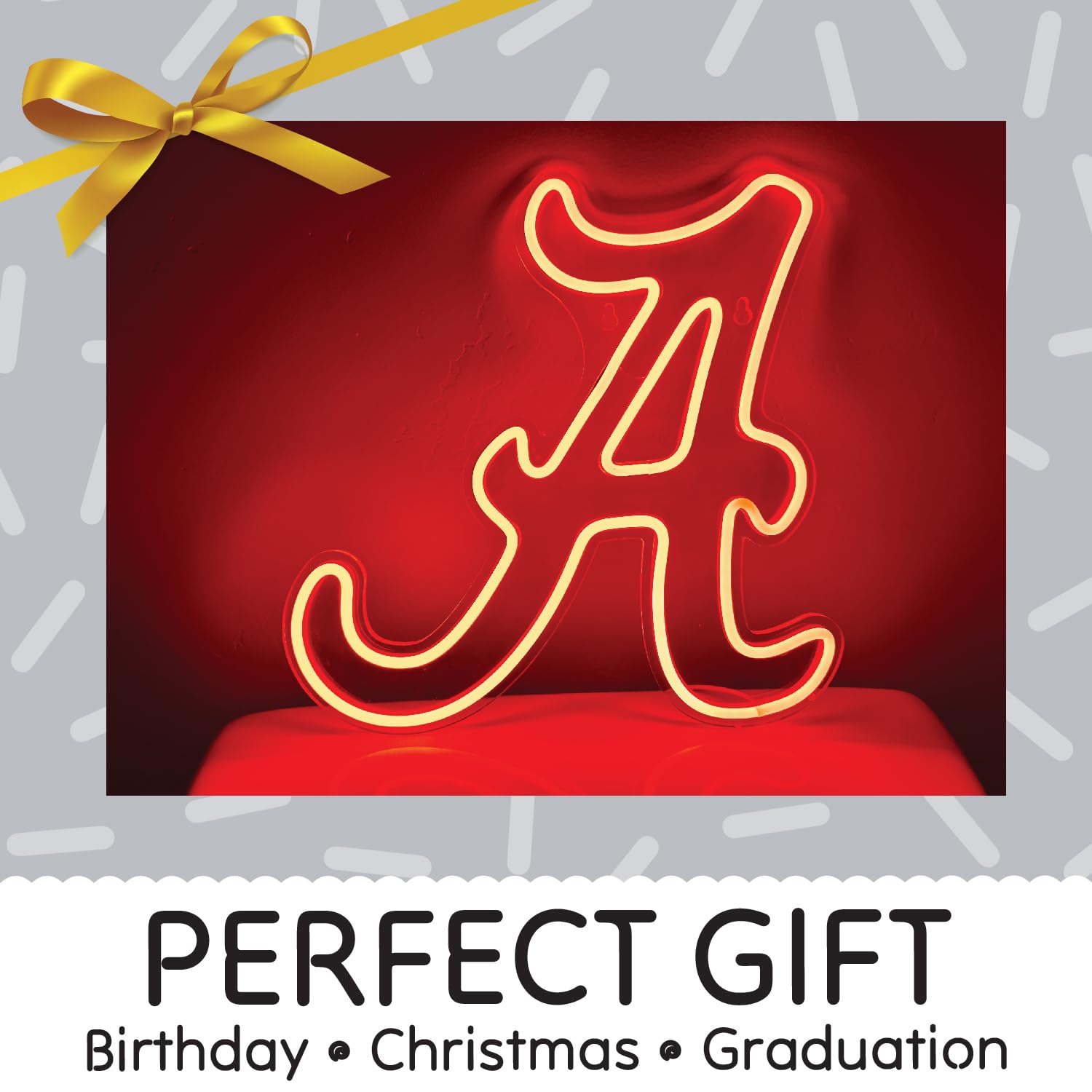 PartyKandy Officially Licensed University of Alabama Neon Sign - 15" Silicone Wall Decor - Alabama Crimson Tide