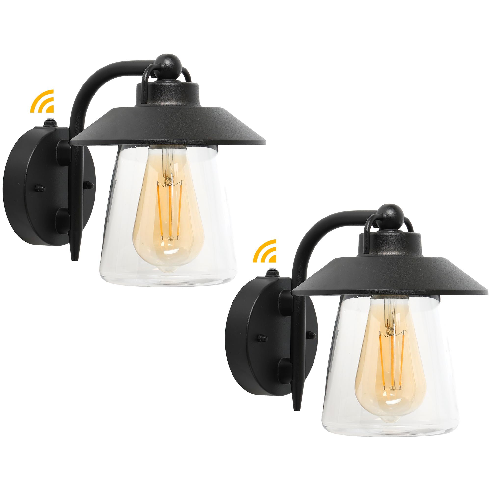 LUTEC 2 Pack Dusk to Dawn Outdoor Indoor Exterior Light Fixture  Farmhouse Barn Wall Sconce  Matte Black Finish Anti-Rust Wall Mount Light  Waterproof Wall lamp with Clear Glass for Porch  Patio