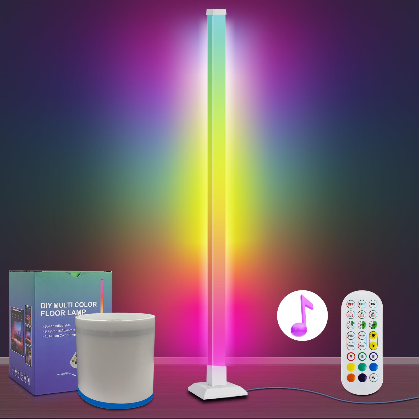 Supernight Icrgb Floor Lamp Dimmable, Led Lights 16 Million Colors For Bedroom With Remote, Diy Corner Lights For Gaming Room Wi