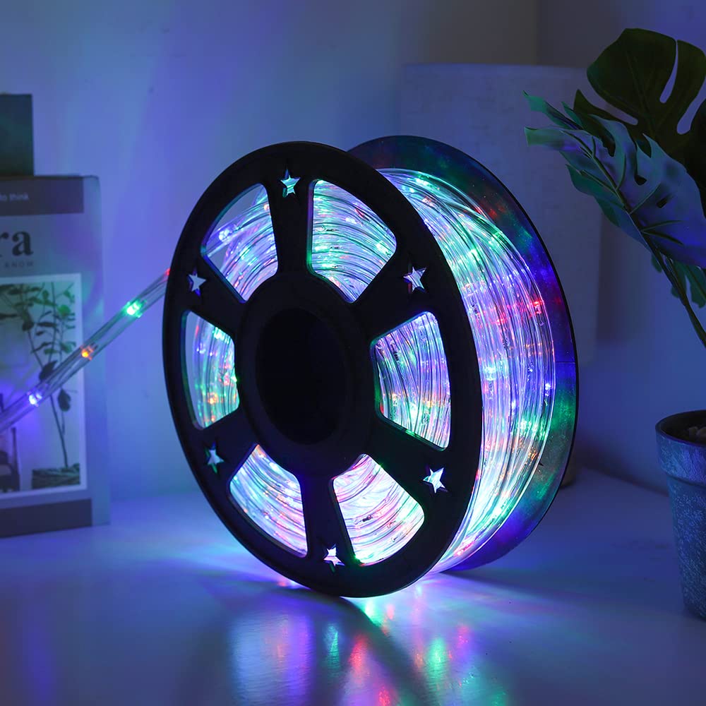 DINGFU 50ft LED Waterproof Rope Lights, Multicolor, PVC Tube and Copper Wire, Indoor Outdoor Use