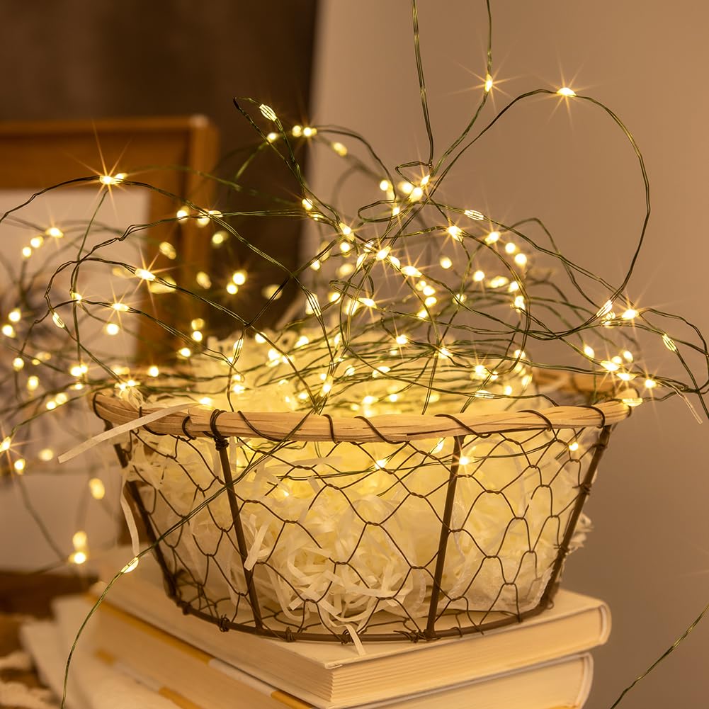 Zeluxdot Fairy Lights Plug In,200Ft 600 Leds Waterproof String Lights,Green Copper Wire,Led Lights Stirp With Remote 8 Modes For Indoor Outdoor Christmas Wedding Birthday Patio Garden Decor,Warm White