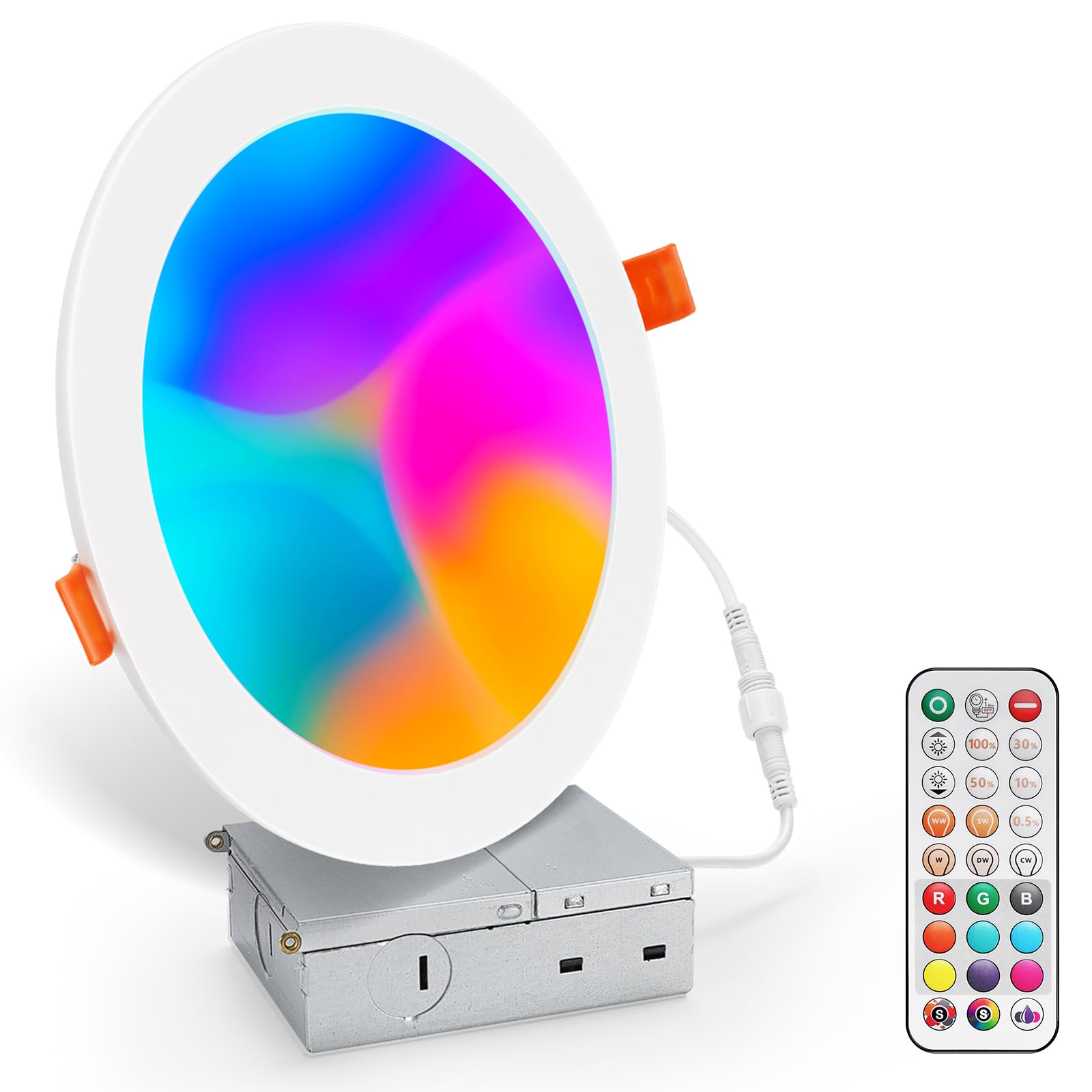 Varicart Recessed Lighting 6 Inch Rgbcw Color Changing Canless Led Recessed Ceiling Lights Dimmable With Remote Control  16W 1500 Lumen  Flicker Free  Memory  3 Modes  Delayed Off  Etl  1 Pack