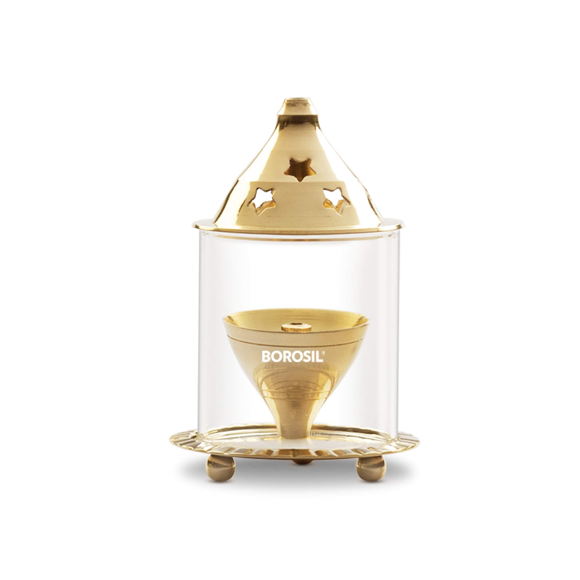 Borosil Akhand Diya - Small Brass Oil Lamp, Multicolor, Model HDADBTRD056