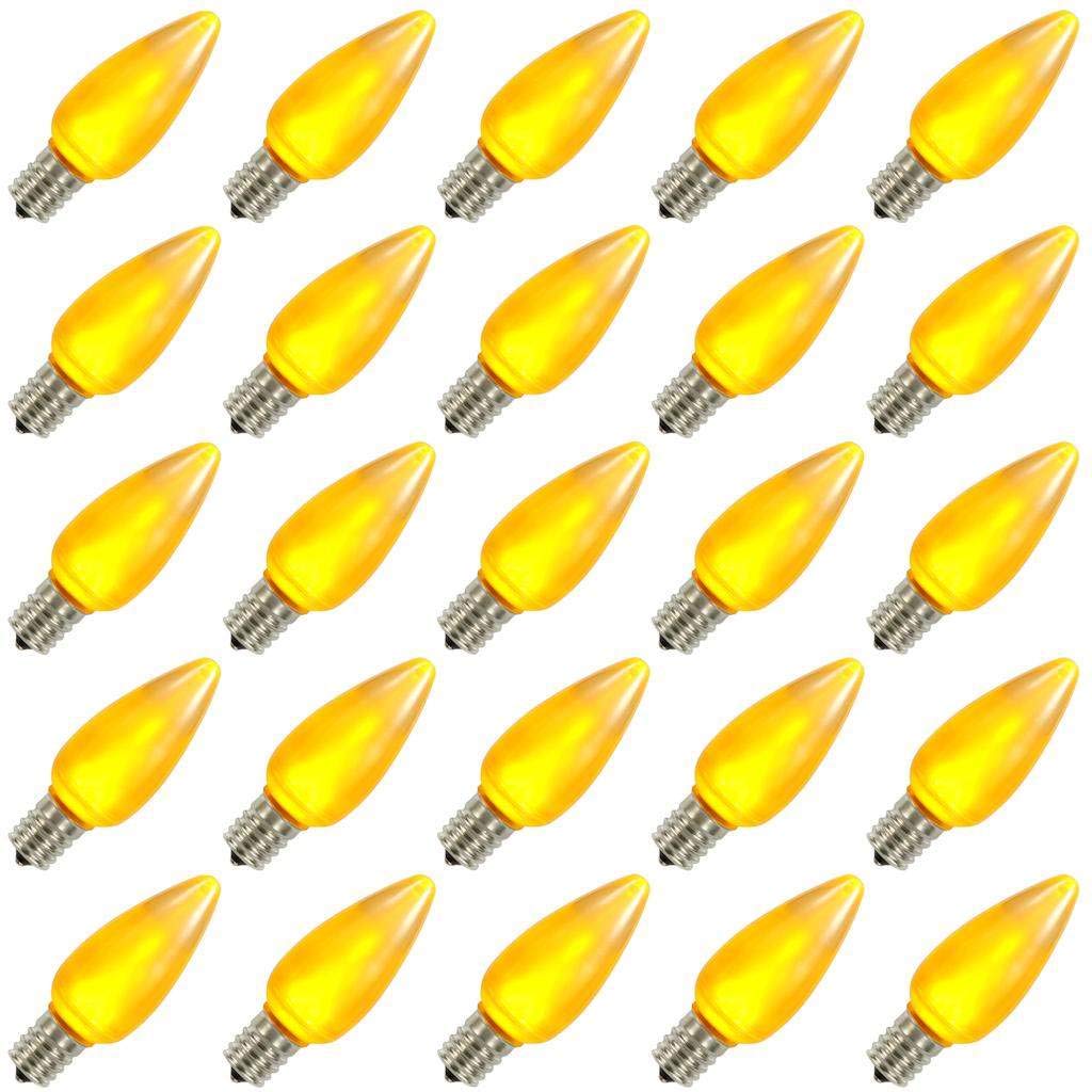 Vickerman C9 LED Yellow Bulb, Nickel Base, 130V, 0.96W, 5 Diodes, Pack of 25