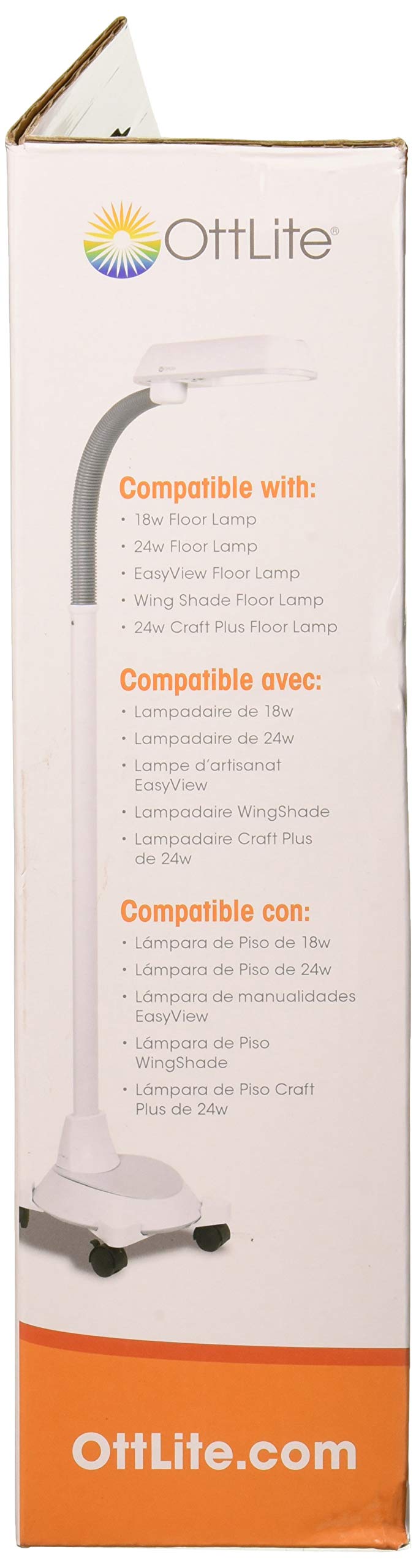 OttLite Wheel Base Accessory for Floor Lamps - Portable Rolling Lock Wheels, White, Model A000E4
