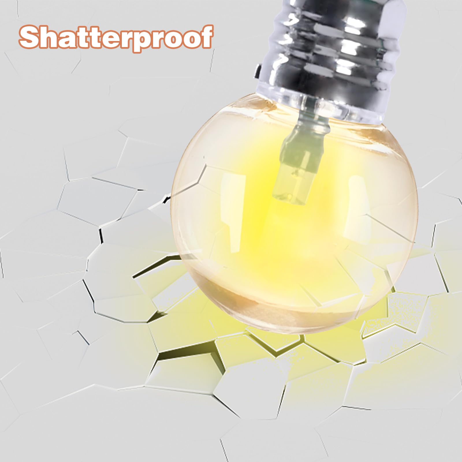 Afirst Solar Outdoor String Lights G40 15FT Waterproof LED Bulbs Silver