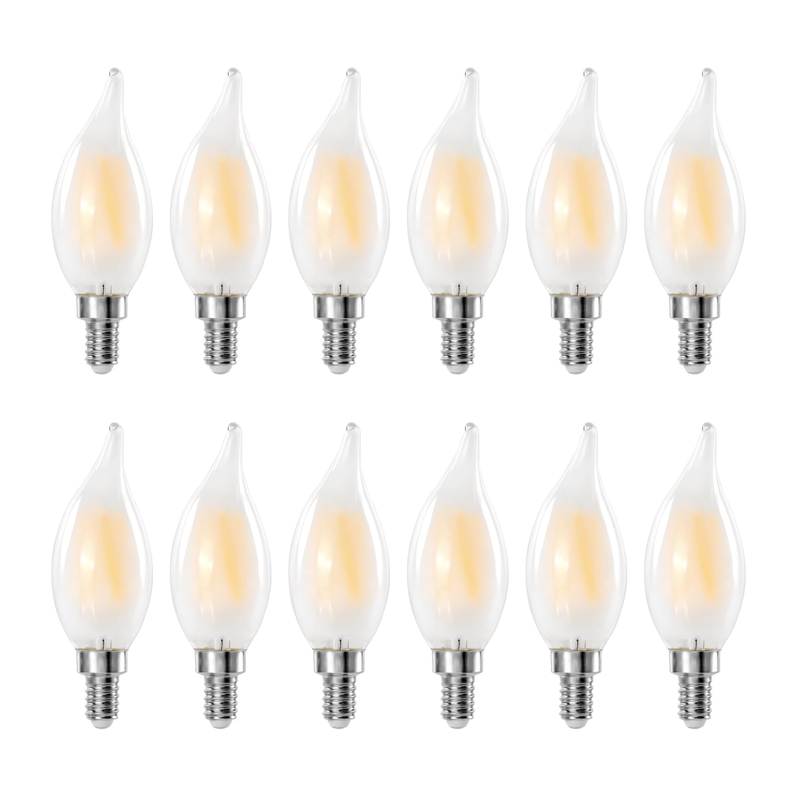 Decoaui E12 Led Chandelier Light Bulbs, 4W(40W Equivalent) Dimmable C11 Frosted Glass, 450 Lumens, 2700K Soft White, Candle Shap
