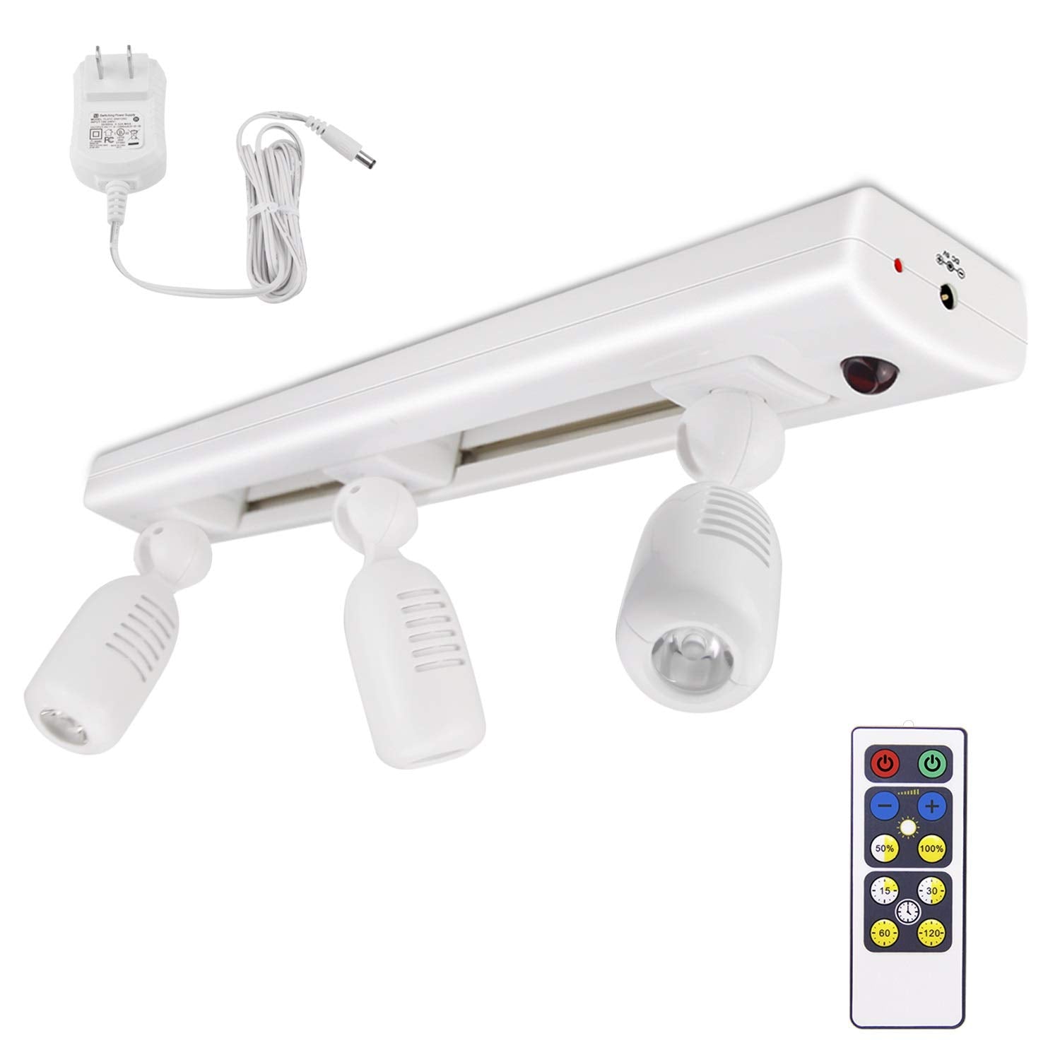 Biglight Led Track Light, Dimmable Accent Lighting With Rotatable Heads, Plug In Spotlight With Remote For Lighting Up Kitchen Sink Cabinet Gallery Picture Bathroom Basement Artwork