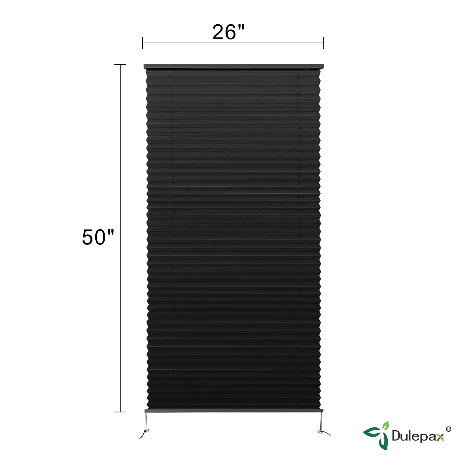 Dulepax Rv Blinds - Pleated Shades, 26'' W X 50'' L Black Rv Window Shades For Camper, Travel Trailers, Motorhome'S Window