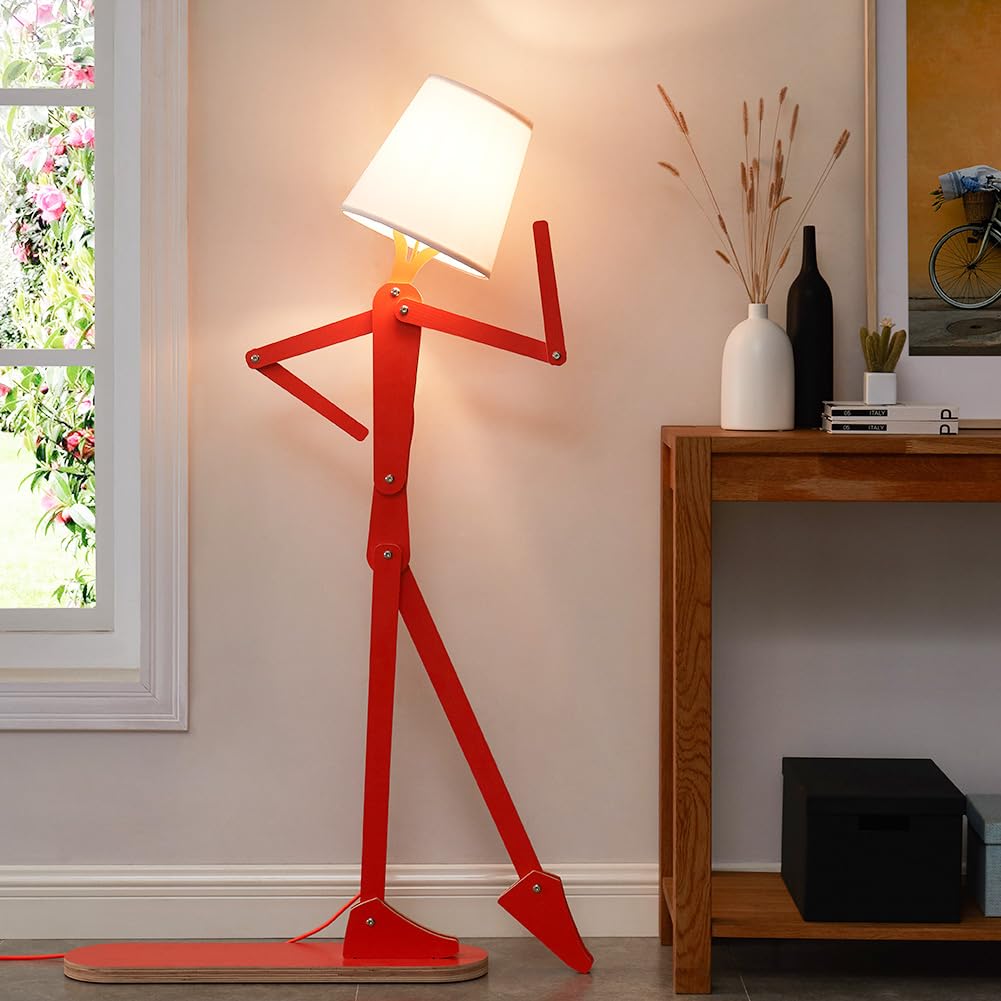 HROOME Cool Tall Floor Lamp for Bedroom & Living Room - Unique Corner Decorative Reading Wood Standing Light Creative Swing Arm 