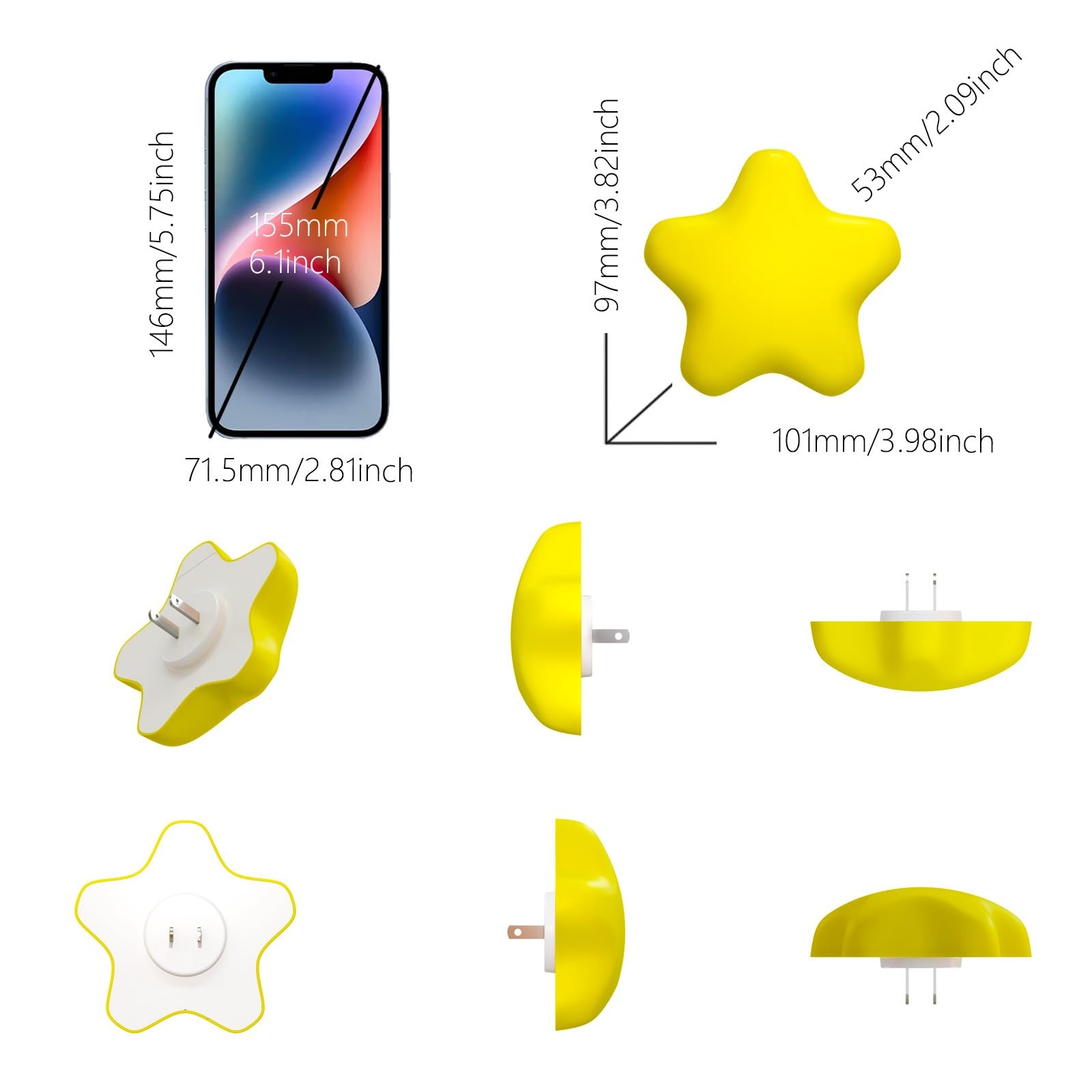 Colorful Life Remote Control Star Night Light for Bedroom Decor - Soft Warm/White Glow Plug-in LED Night Lamp for Baby, Kids, Nu