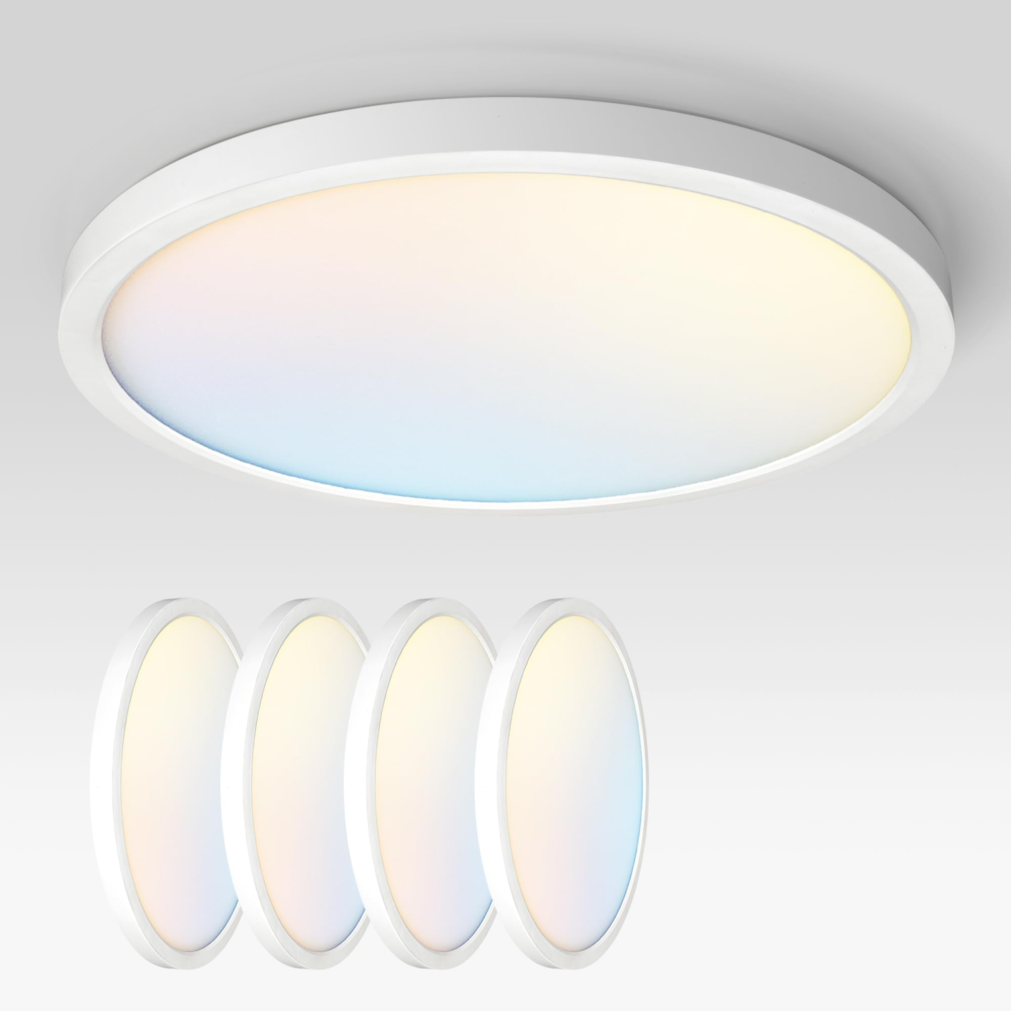 Asd Led 24 Inch Round Flush Mount Ceiling Light Fixture | 38W 2700Lm 2700-6000K 100-277V | 5Cct, Dimmable, Ultra Slim, Etl Liste