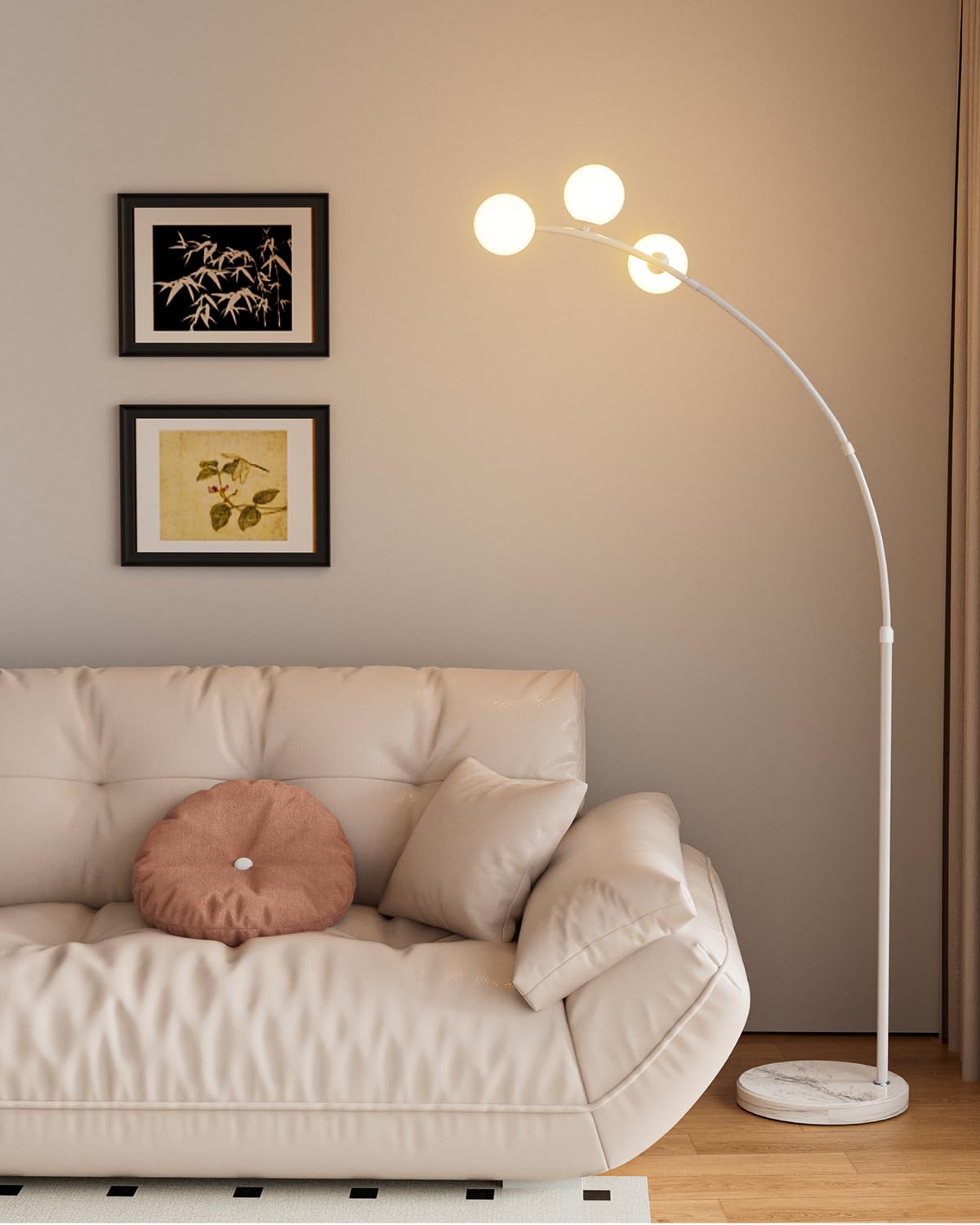 Lightdot 3 Globe Arc Floor Lamp, Metal, Shatterproof Shade, White, Model LFLL-81