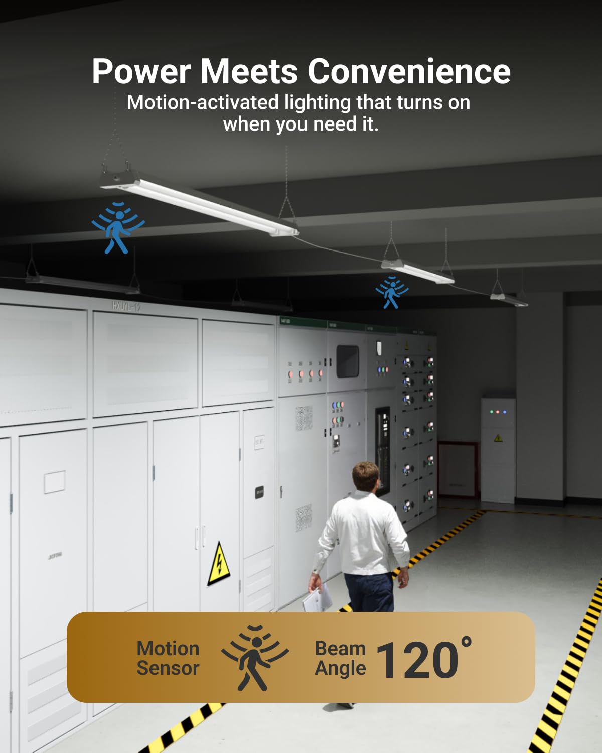 Sunco Motion Sensor 4ft LED Shop Light, Garage Lights Ceiling LED Plug in Fixtures, 40W, 5000K Daylight, Frosted, Motion Activat