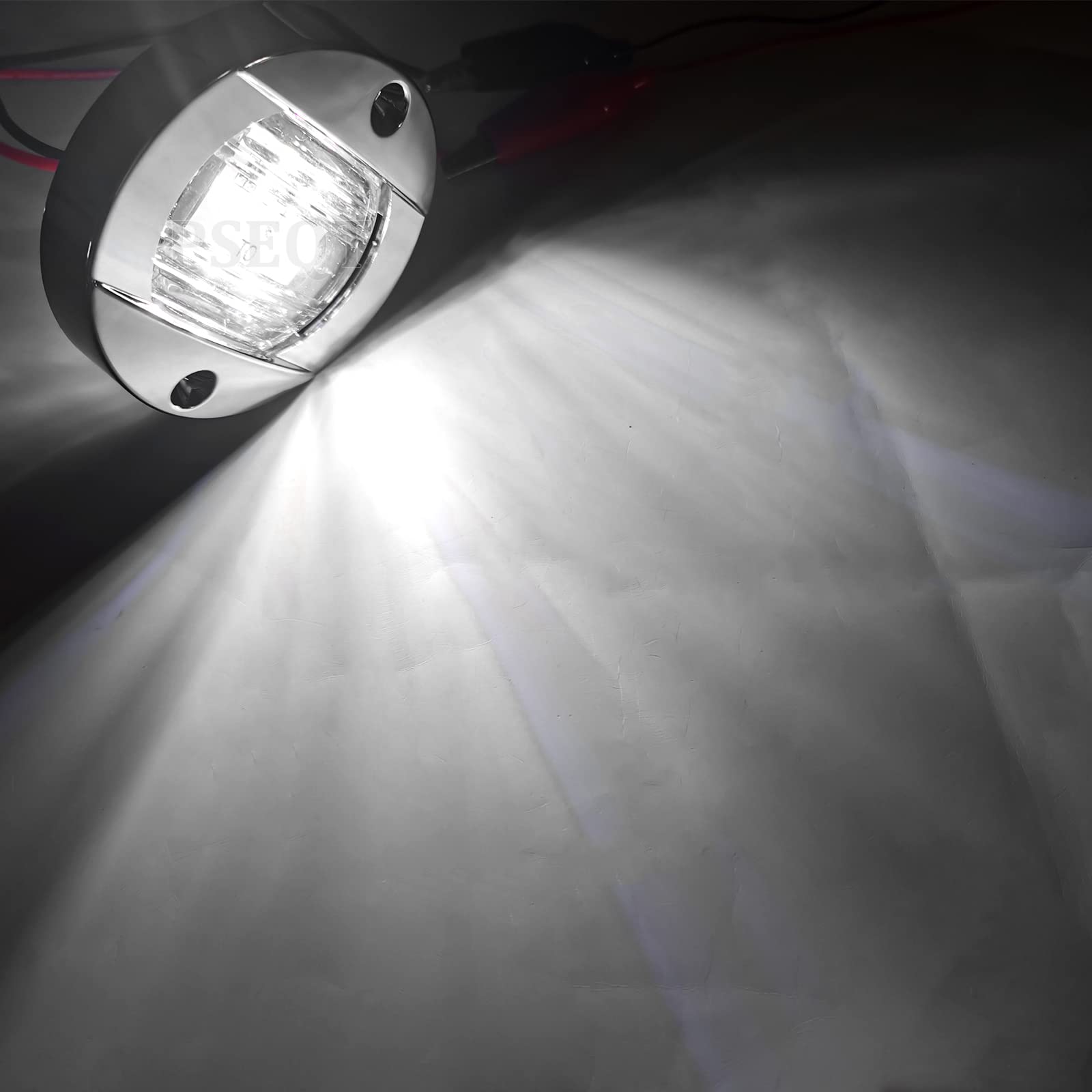 PSEQT 4Pcs Marine Boat Interior Lights, 12V LED Round 3in  White Surface Mount, Model PSEQTSE03W4P