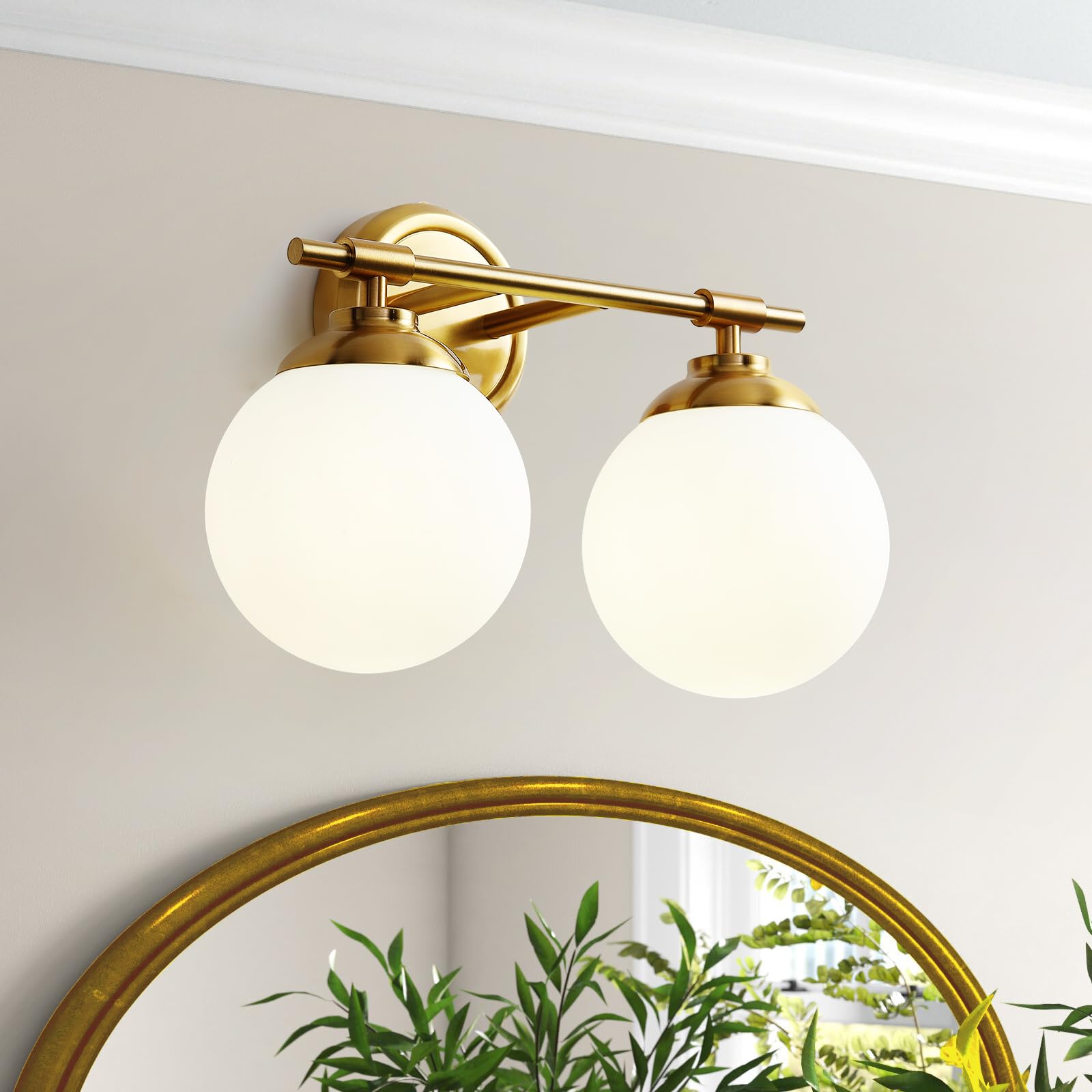 Rayogale 24 Inch Bathroom Vanity Light Fixtures, Gold 3 Lights, ETL, Milk Glass Shade, Model 7201