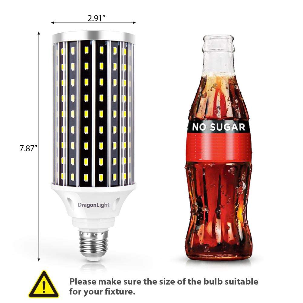 Dragonlight 50W Super Bright Led Corn Light Bulbs (400 Watt Equivalent) - E26/E39 Base Led Lamp - 6000K Daylight 5,500 Lumens Fo
