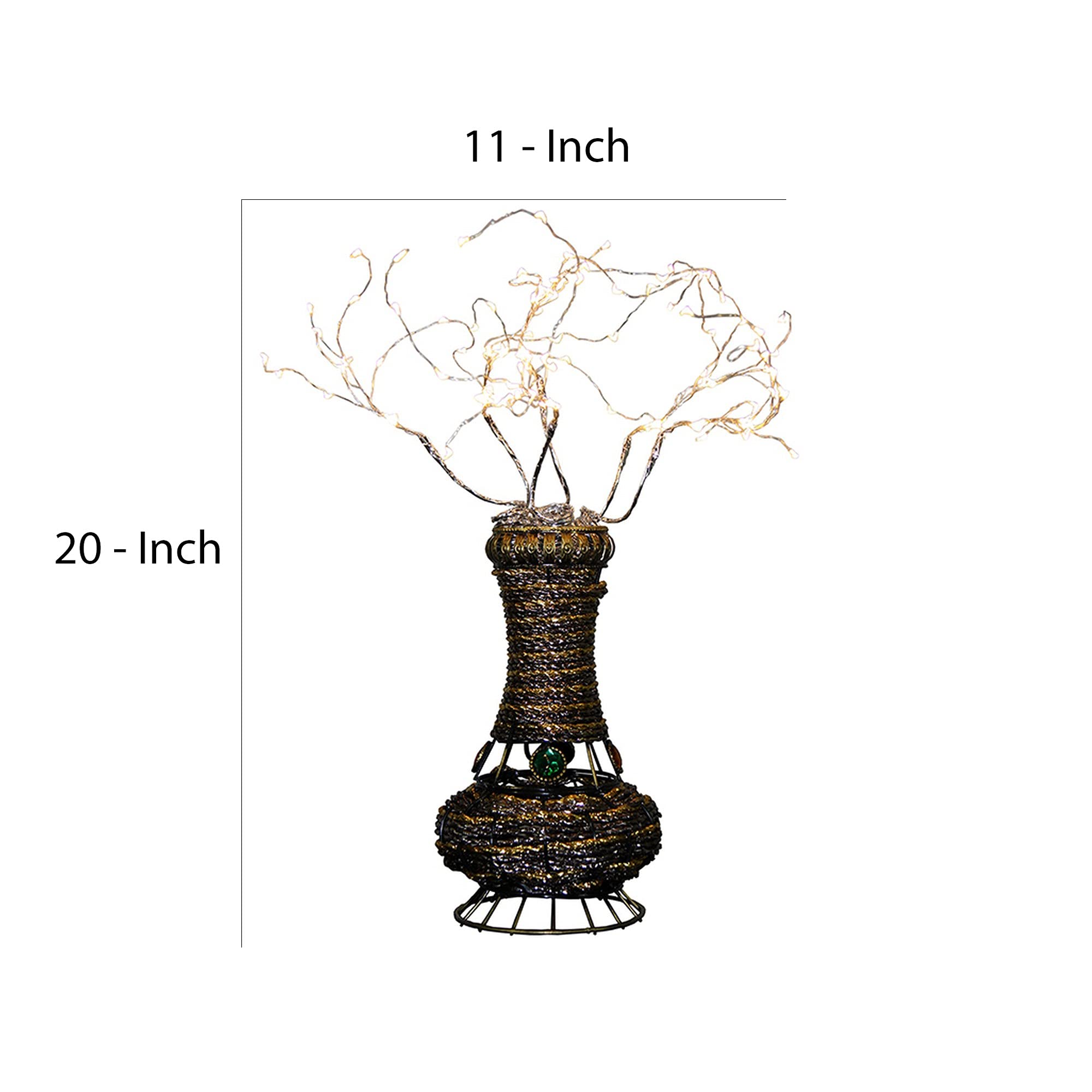 Benzara Bm240931 Tree Table Lamp With Aluminum Wire & Multiple Led, White