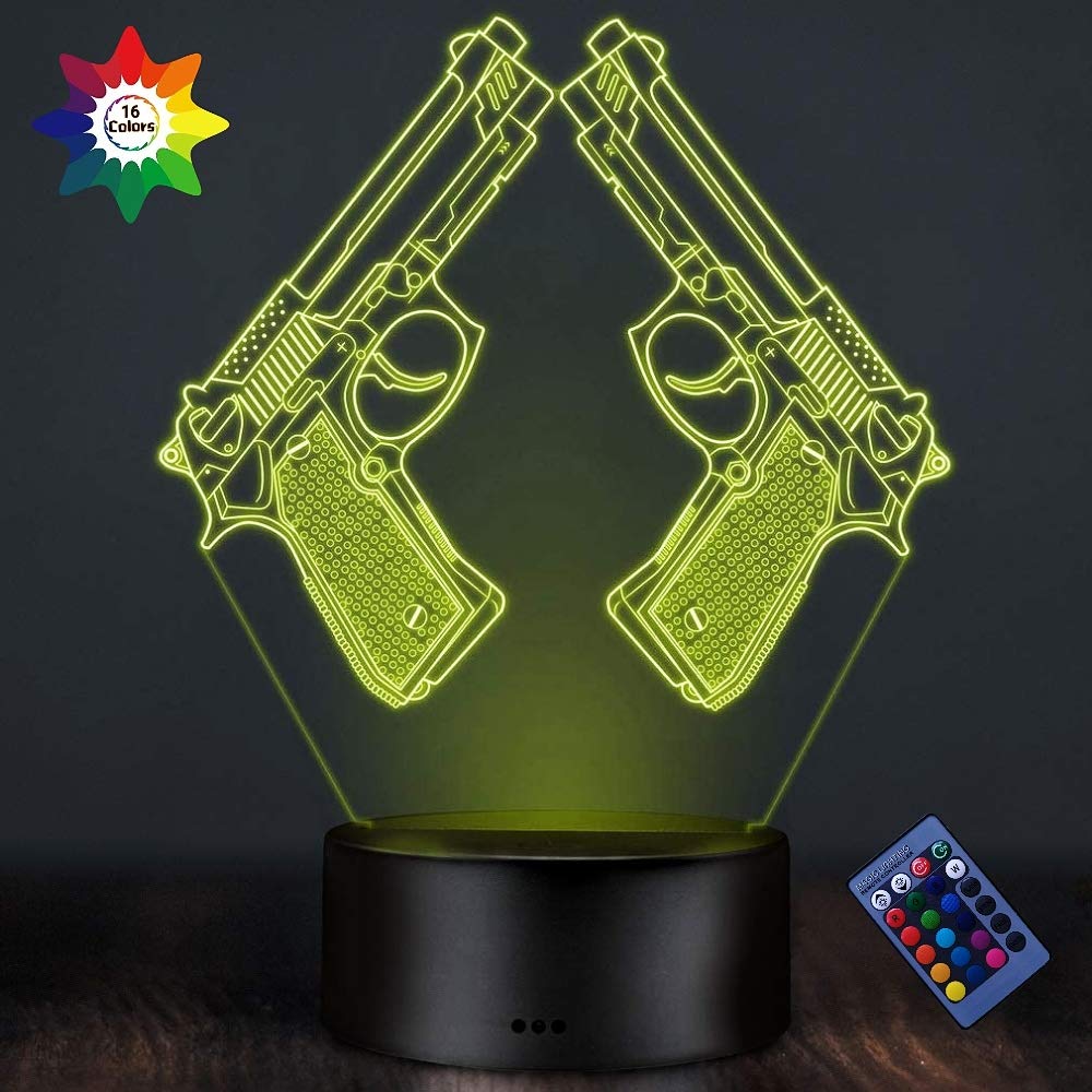YTDZLTD 3D   Lamp - 16 Colors Changing, USB Powered, Remote Control, Clear Optical Illusion Desk Light