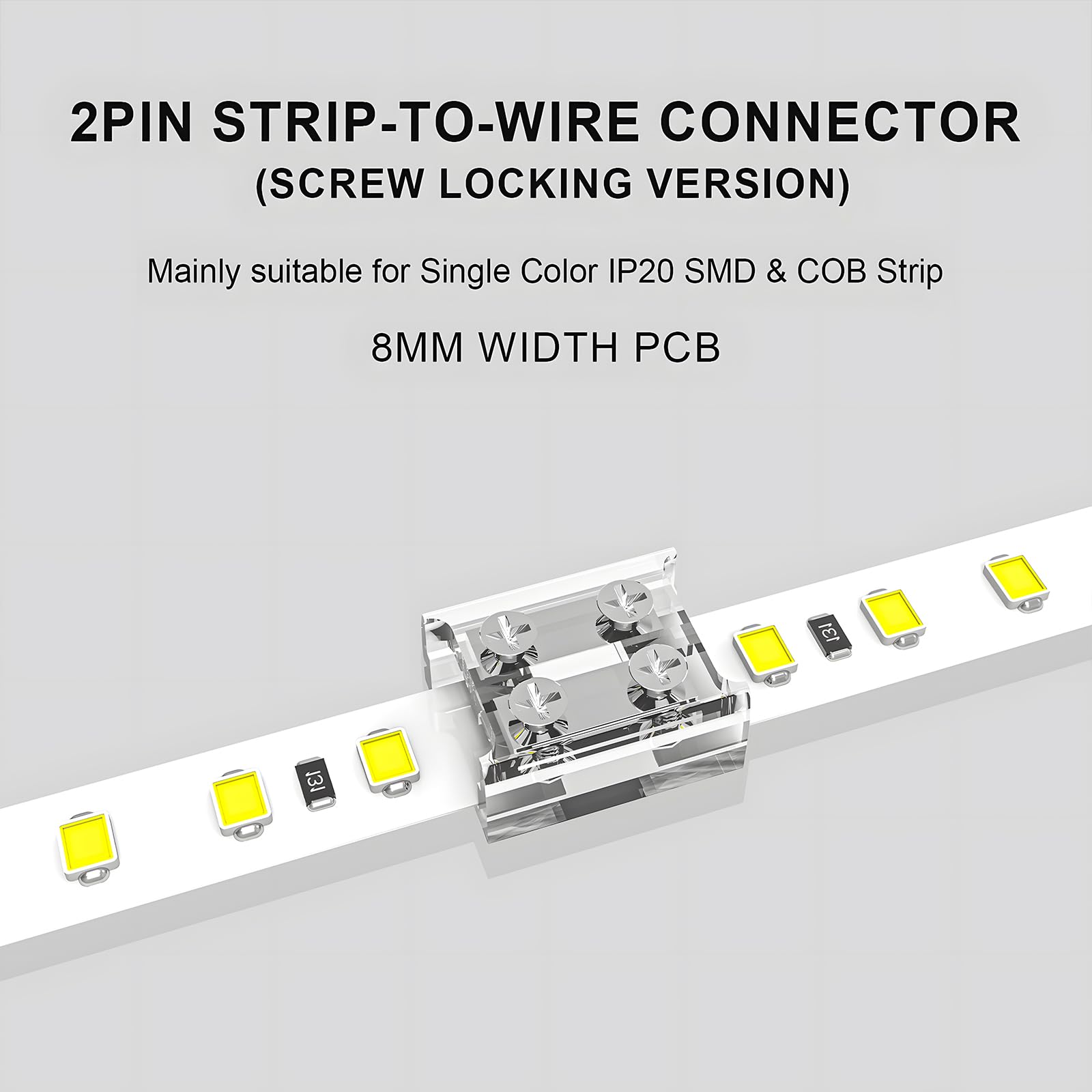 Visdoll 15 Pack Led Strip Connectors 2Pin 8Mm Solderless Led Tape Light Connectors Tighten Screw Transparent Strip To Strip For