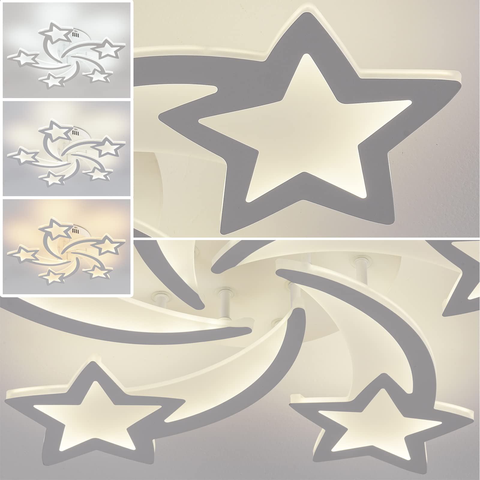 Stch Modern Dimmable Led Ceiling Light, 25.6&quot; Flush Mount Chandelier For Home, White, 56W