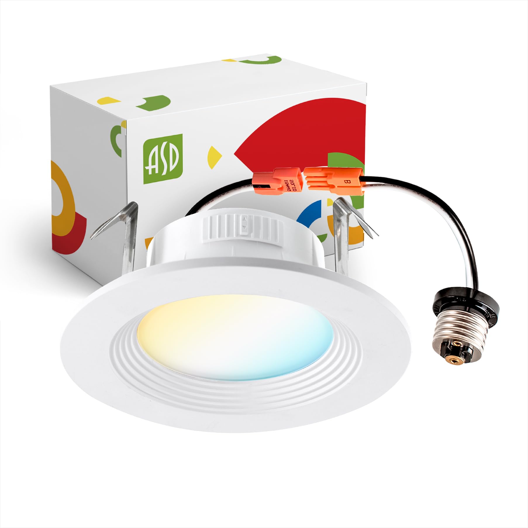ASD LED Recessed Lighting 4 Inch 9W 700 Lm Dimmable Wet Rated Adjustable 2700K-5000K White Aluminum Model A-LRKR-4D