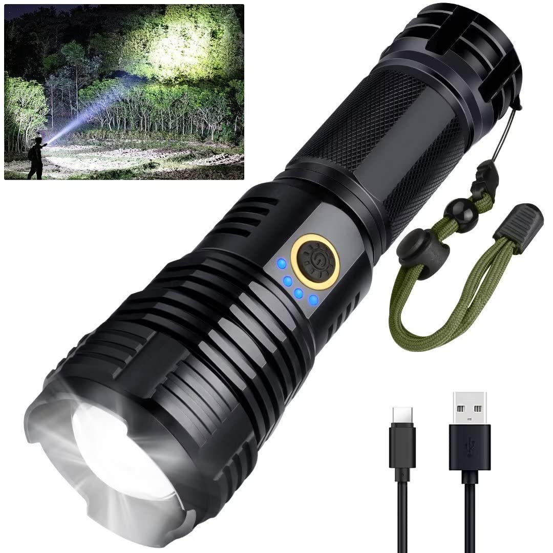 Bengmxj Rechargeable Led Flashlights High Lumens Tactical Flashlight With Zoomable Super Bright Waterproof Flashlights For Emerg