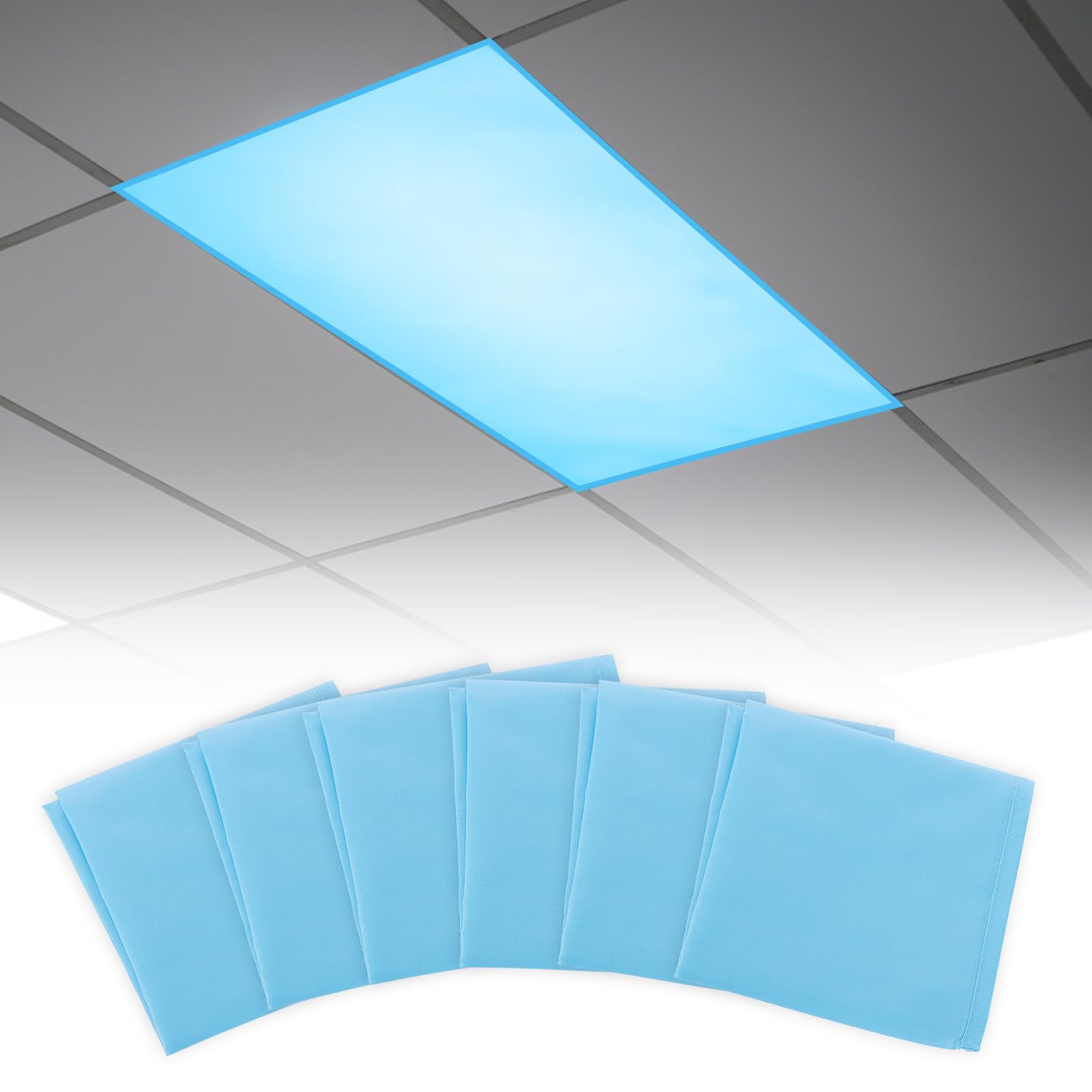 Fluorescent Light Covers with 10 Strong Magnets- 6 Pack Fluorescent Light Filters for Classroom Hospital Office to Eliminate Har