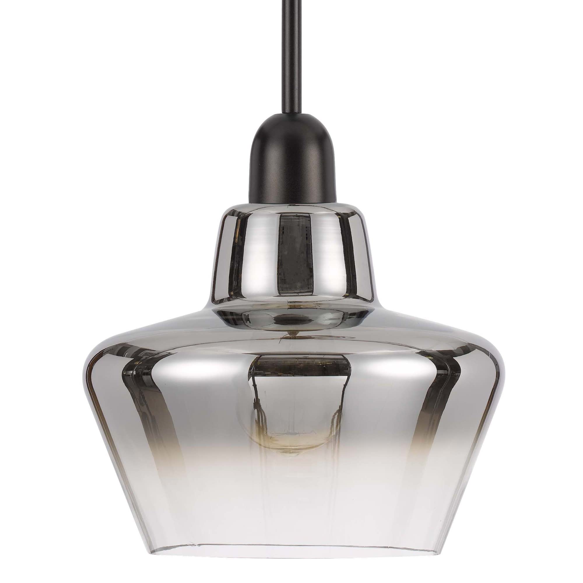 Cal 17&quot; Height Brockton electroplated Glass Pendant Light with Black Hardware