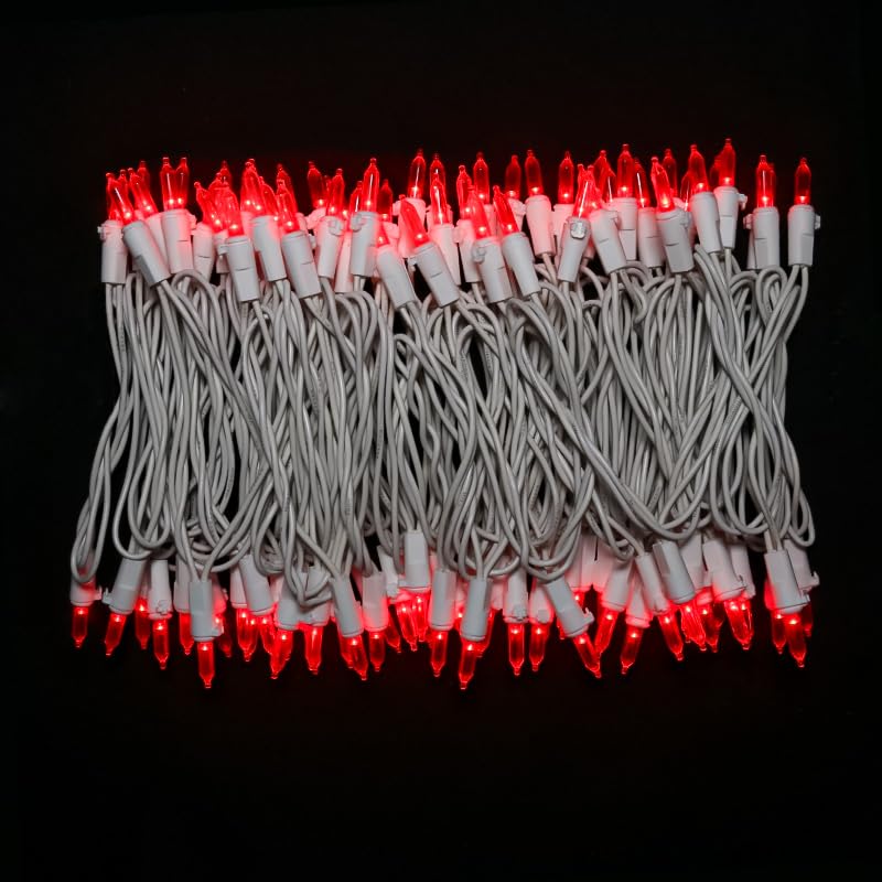 Red Led Christmas Lights - 100 Count Red Christmas String Lights For Tree  Party  Bedroom  Wedding  Indoor And Outdoor Valentines Day Decorations  33 Feet White Wire  Ul Certified  Connectable