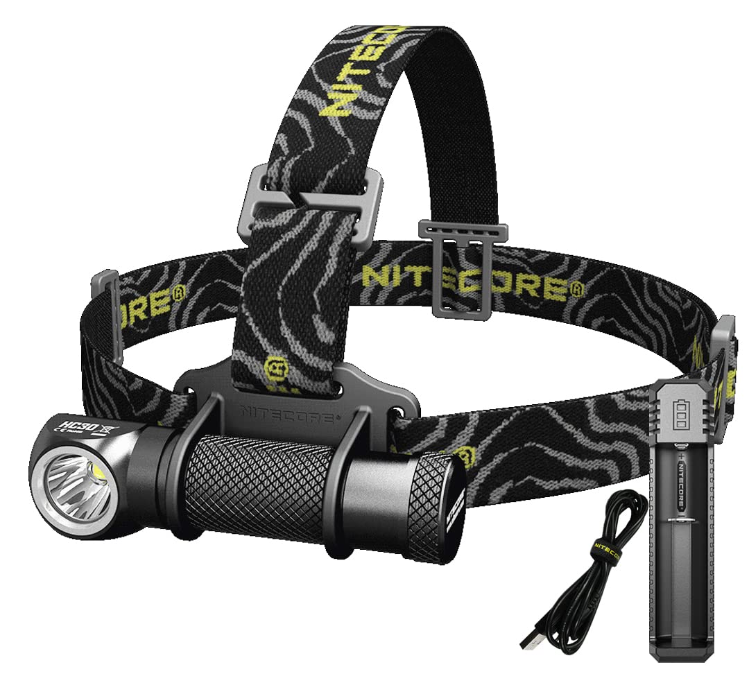 Nitecore HC30 LED Headlamp 1000 Lumens Rechargeable, Aluminum, Small, Black, Model NC-HC30+NL1823+UM10