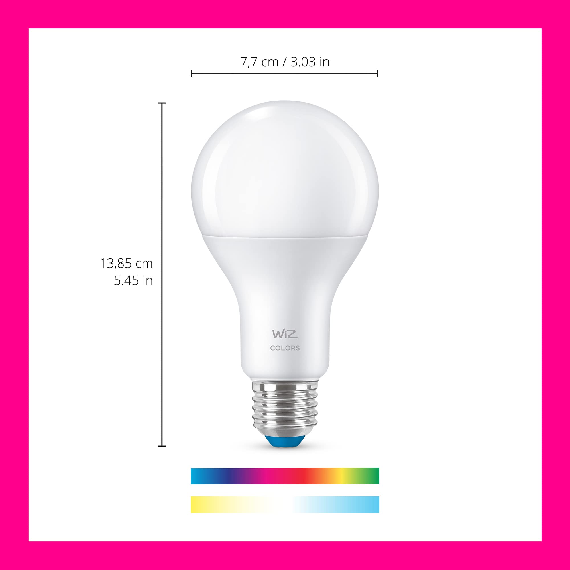 Wiz 100W Eq. (14.5W) A21 Color Led Smart Bulb - Pack Of 3 - E26- Indoor - Connects To Your Existing Wi-Fi - Control With Voice O