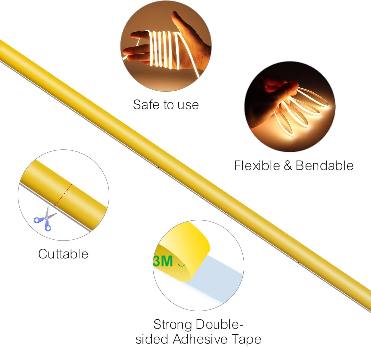 Maliigaza 5Mm Ultra Thin Cob Led Strip 24V 4000K Natural White, Cri 90 Super Bright Led Tape Light, 16.4Ft Cuttable Flexible, Ip