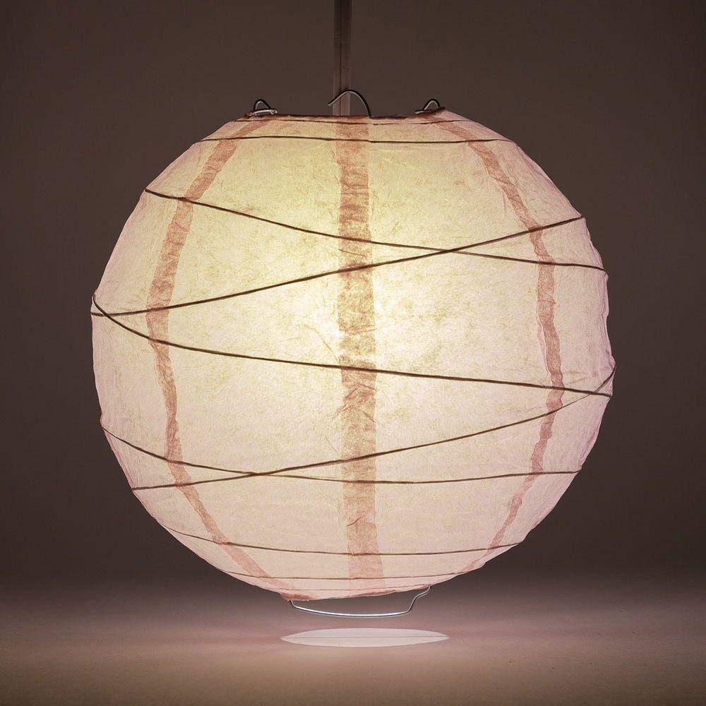 Paperlanternstore.Com 8 Inch Rose Quartz Pink Round Paper Lantern, Crisscross Ribbing, Hanging Decoration
