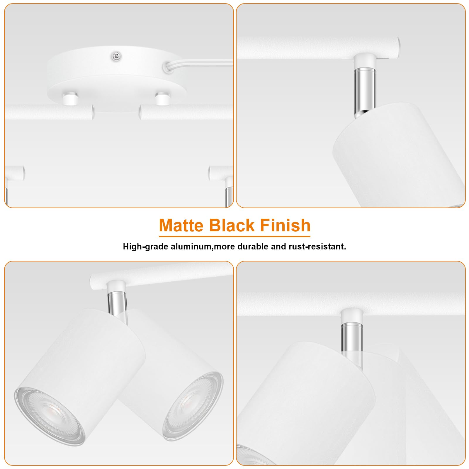 Track Lighting Plug In  Led Track Lighting Fixtures Ceiling Kit  White 8-Light Ceiling Light Plug-In  Wall Light With 15Ft Power Cord  Rotatable Kitchen Spotlight For Bedroom(Gu10 Socket  No Bulb)