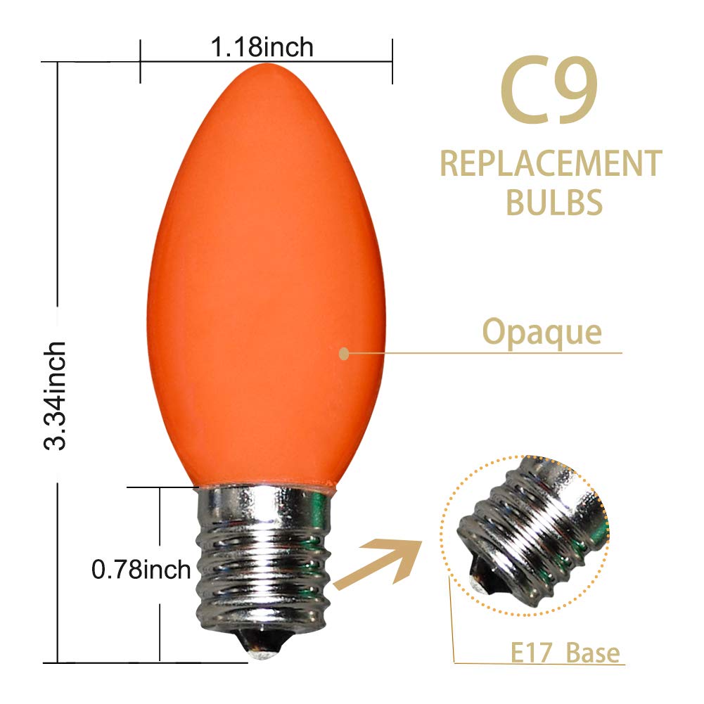 C9 Multicolor Christmas Replacement Bulbs 25 Pack - E17 Intermediate Base 7W For Outdoor/Indoor Party & Decor