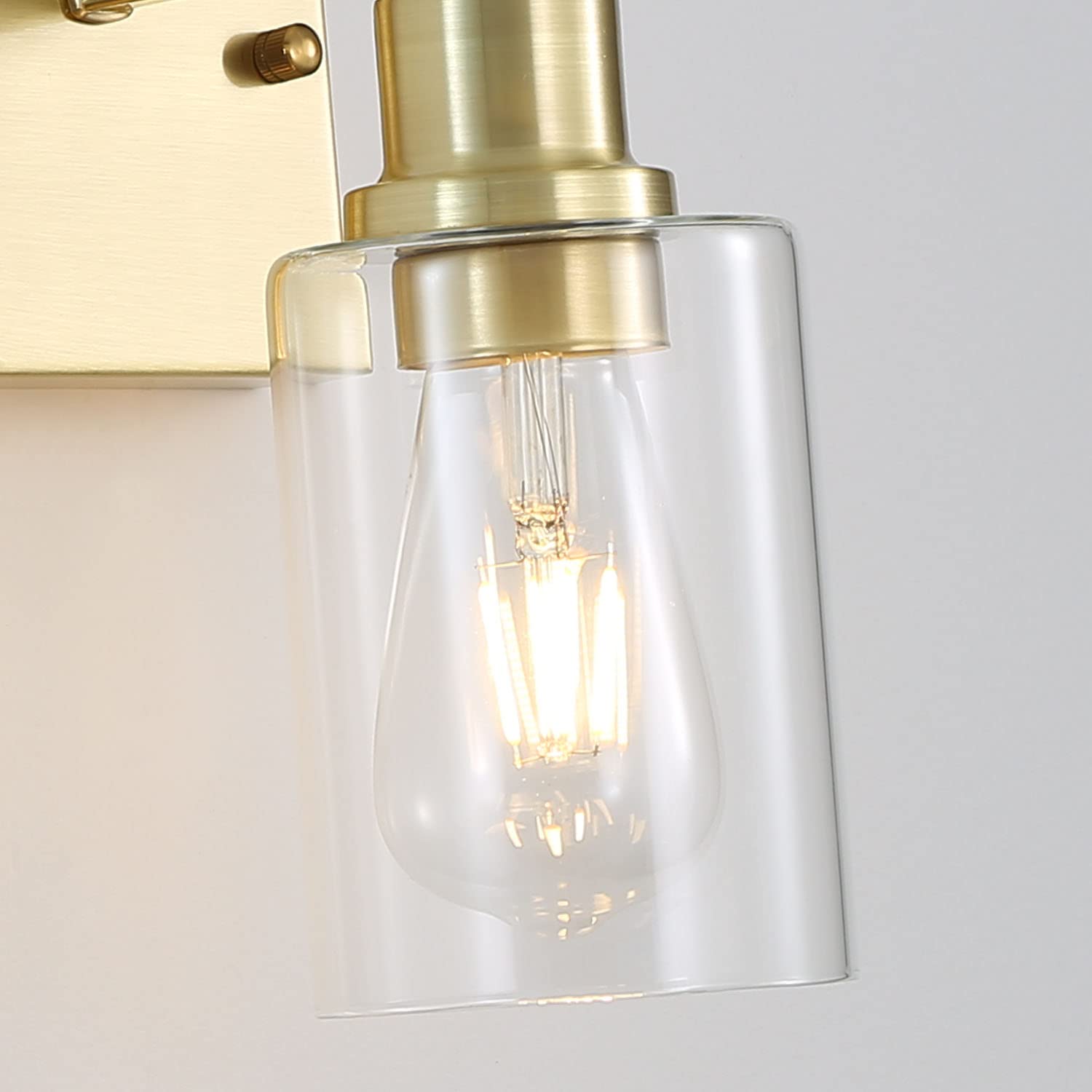 Filimitiy 1-Lights Gold Bathroom Light Fixture, Brushed Brass Vanity Light With Clear Glass Shade, Modern Bath Wall Lights For L