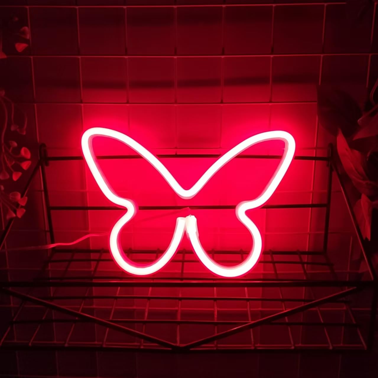 Jywj Butterfly Neon Sign - Usb & Battery Powered Led Light, Red, Kids Room Decoration, Model Jy-Bf-Rd01