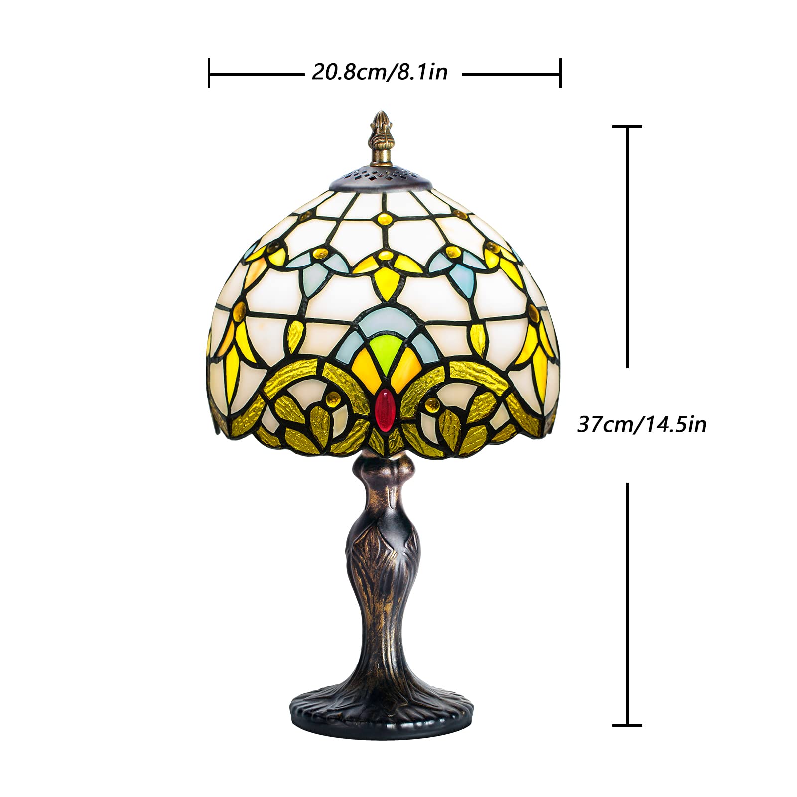 Miaoke Tiffany Table Lamp Stained Glass Crystal Bead Style Table Light, Handmade Desk Bedside Table Night Lamp, Antique Art Craf
