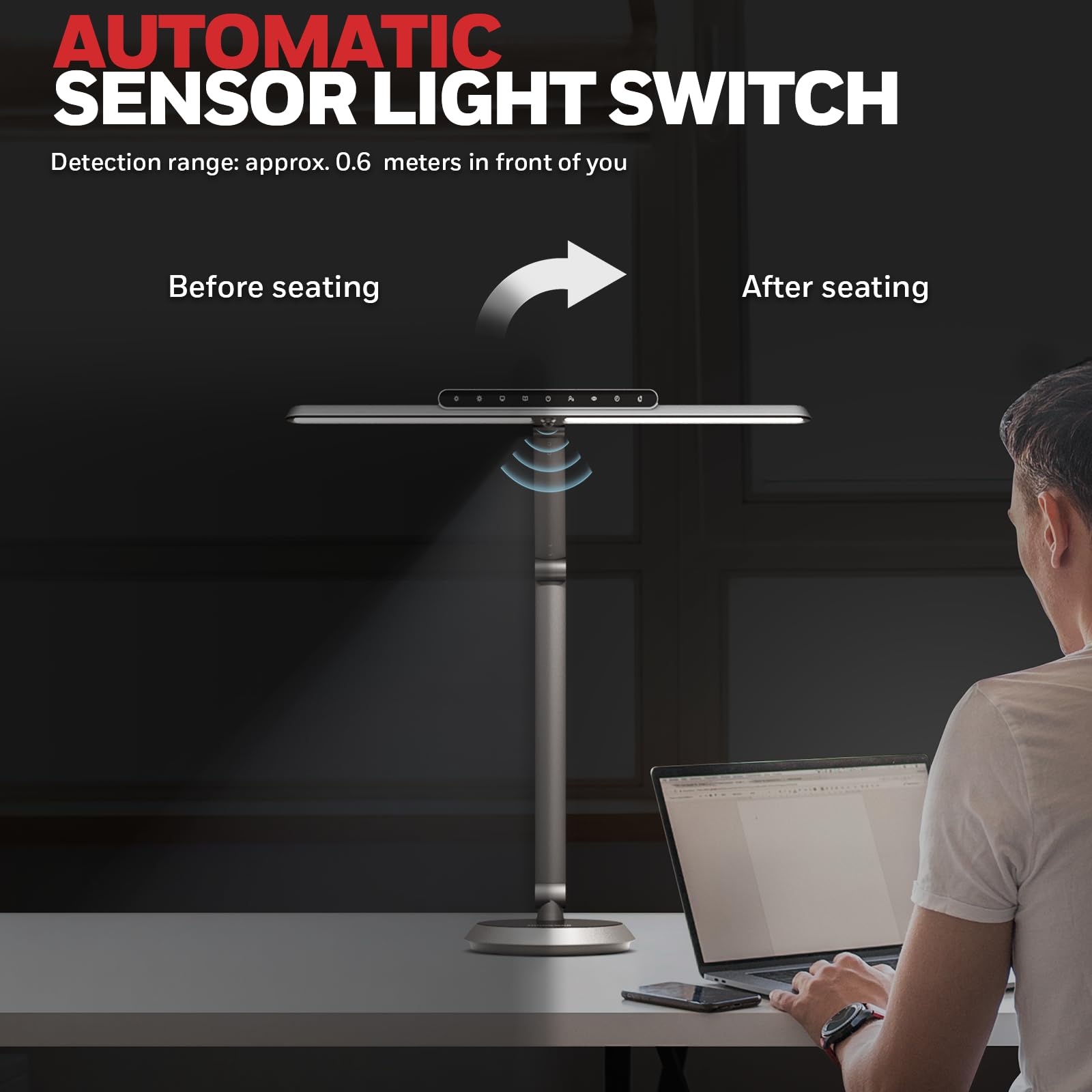 Honeywell Desk Lamp For Home Office - H9 Sunturalux Executive Led Desk Light With Auto-Sensing,1000Lm 3 Color Stepless Brightnes