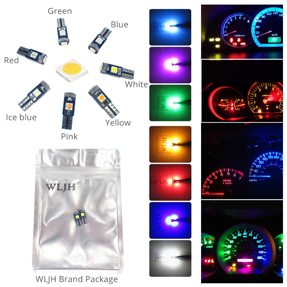 Wljh 6X T5 Ed Wedge Bulbs Canbus Error Free 74 73 17 Extremely Bright White 3030 Chipsets For Auto Car Led Gauge Cluster Dashboard Light Lamp Instrument Panel Indicators