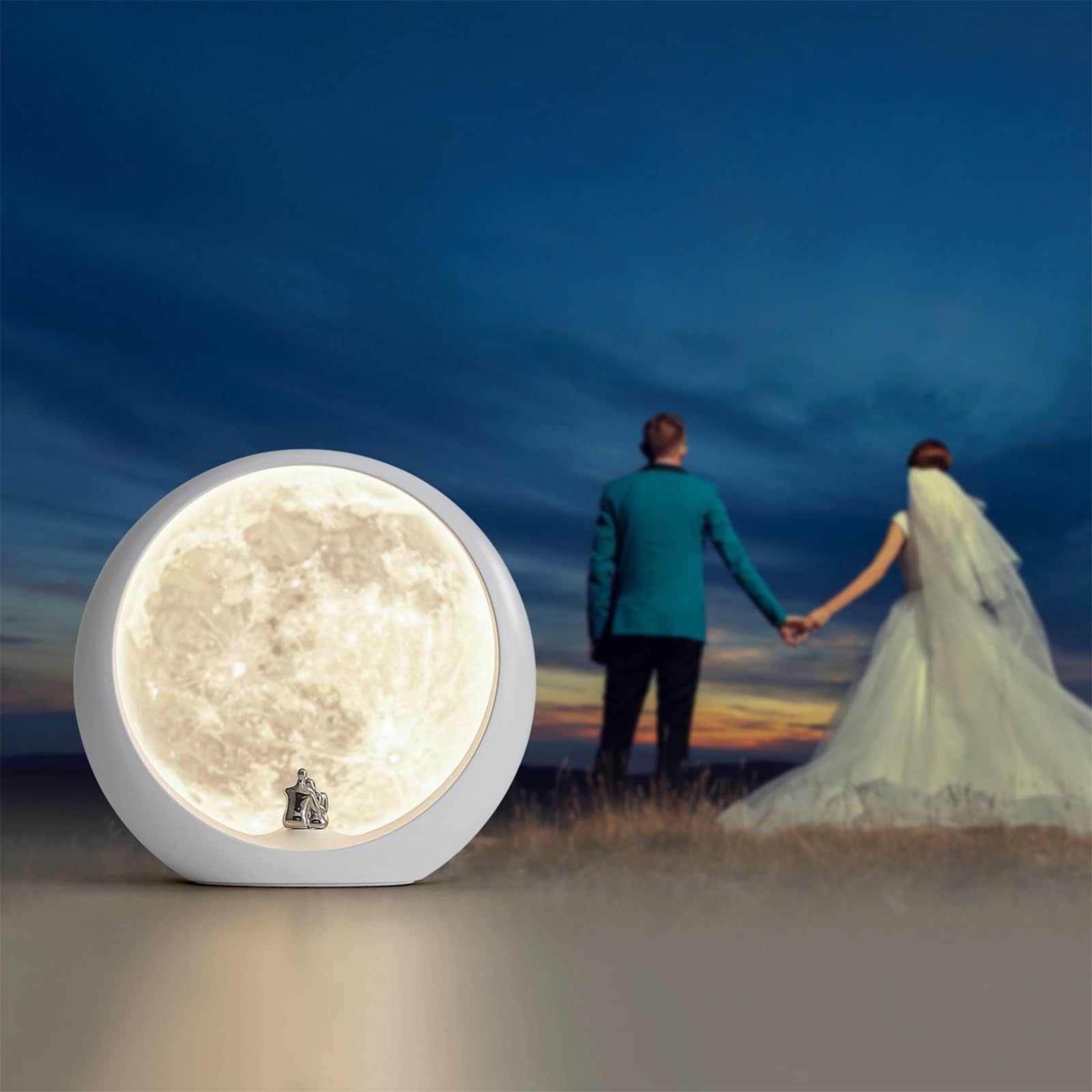 Mamre Super Moon Night Light - Dimmable Table Lamp For Home Decor And Unique Gift For Anniversaries, Weddings, Valentine'S Day, And Christmas