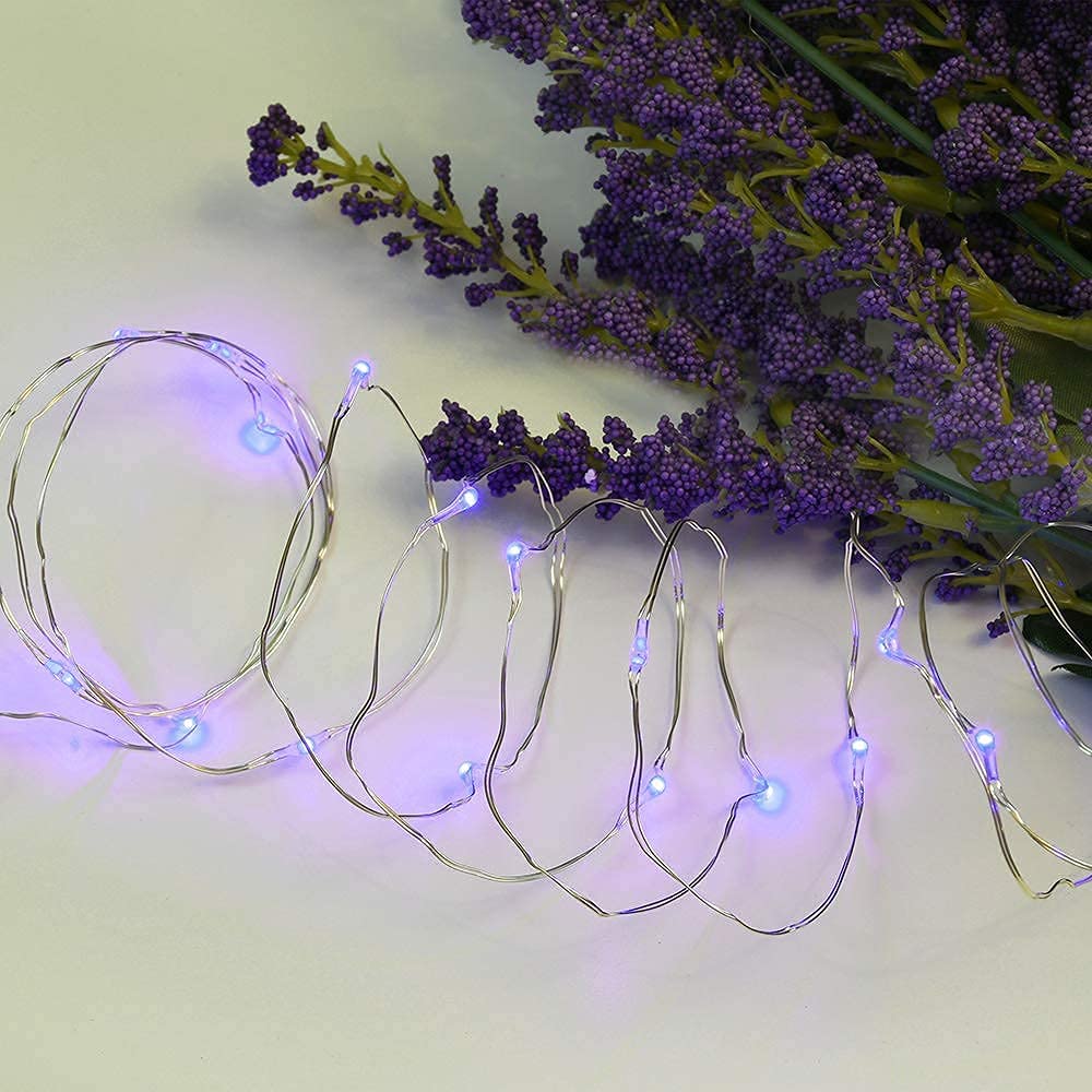 JosMega Solar Powered Fairy String Lights, Waterproof, 8 Modes, 33ft, 100 LEDs, Purple