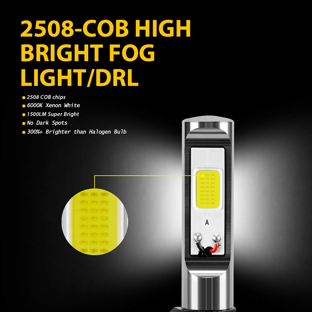 AUXLIGHT 881 LED Fog Light Bulbs - 6000K Xenon White, High Power COB Chips, Aluminum, Pack of 2