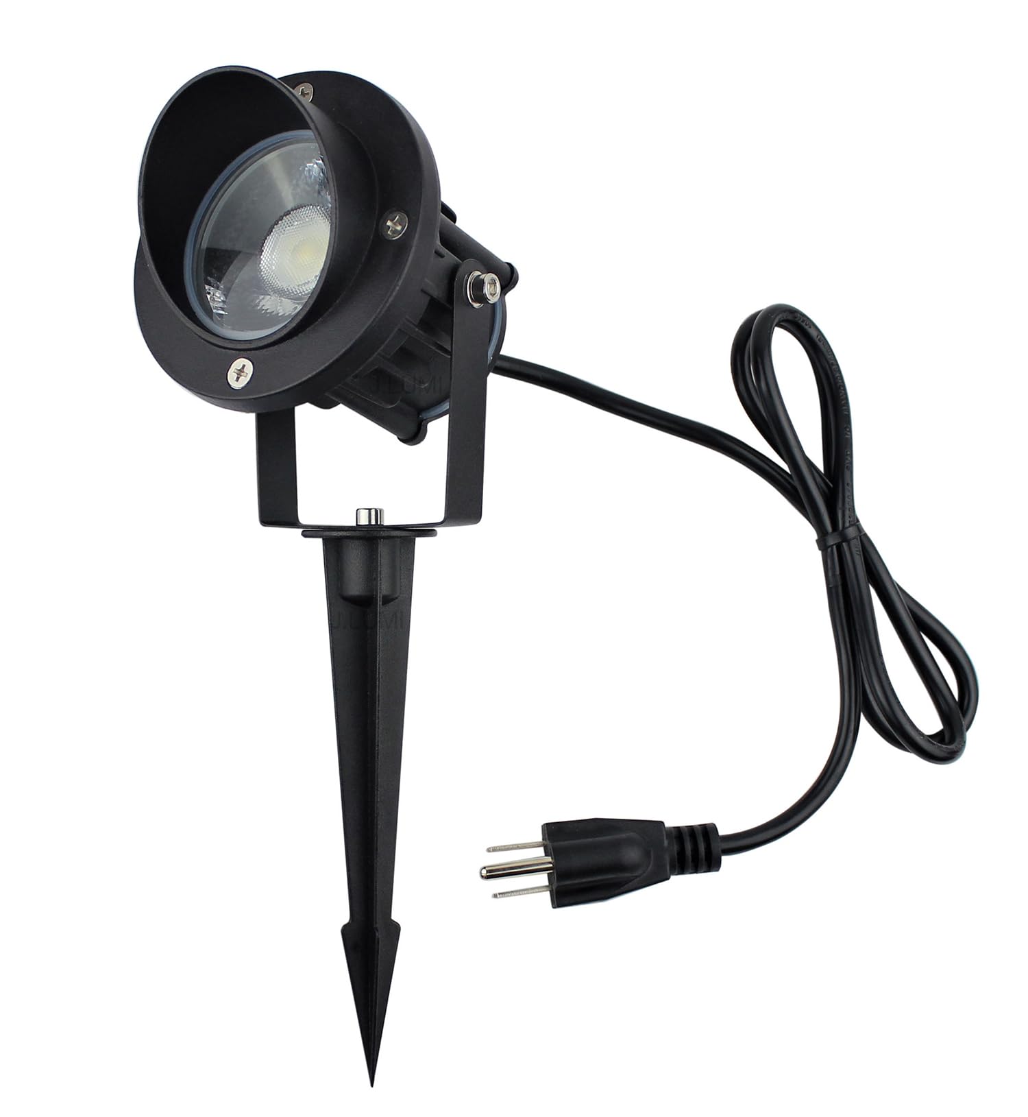 J.LUMI GBS9809 LED Spotlights, 9W 120V Line Voltage, 5000K Daylight, with Metal Ground Stake, Outdoor Flag Light, Landscape Spotlight, Corded Plug, Not Dimmable