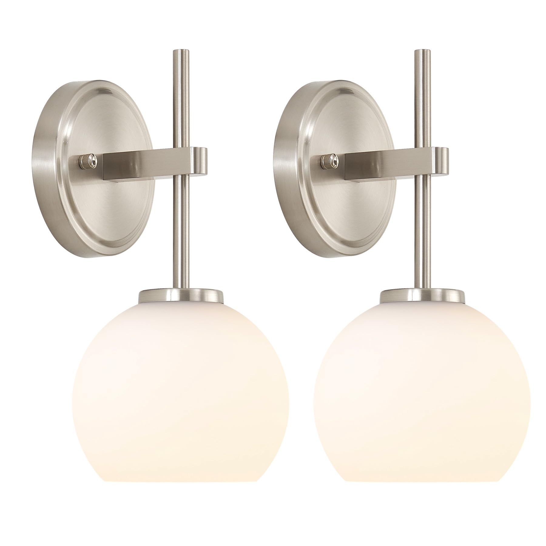 Brushed Nickel Battery Operated Wall Sconce Set of 2, Wireless Rechargeable Sconces Wall Lighting with Remote Control, LED Wall 