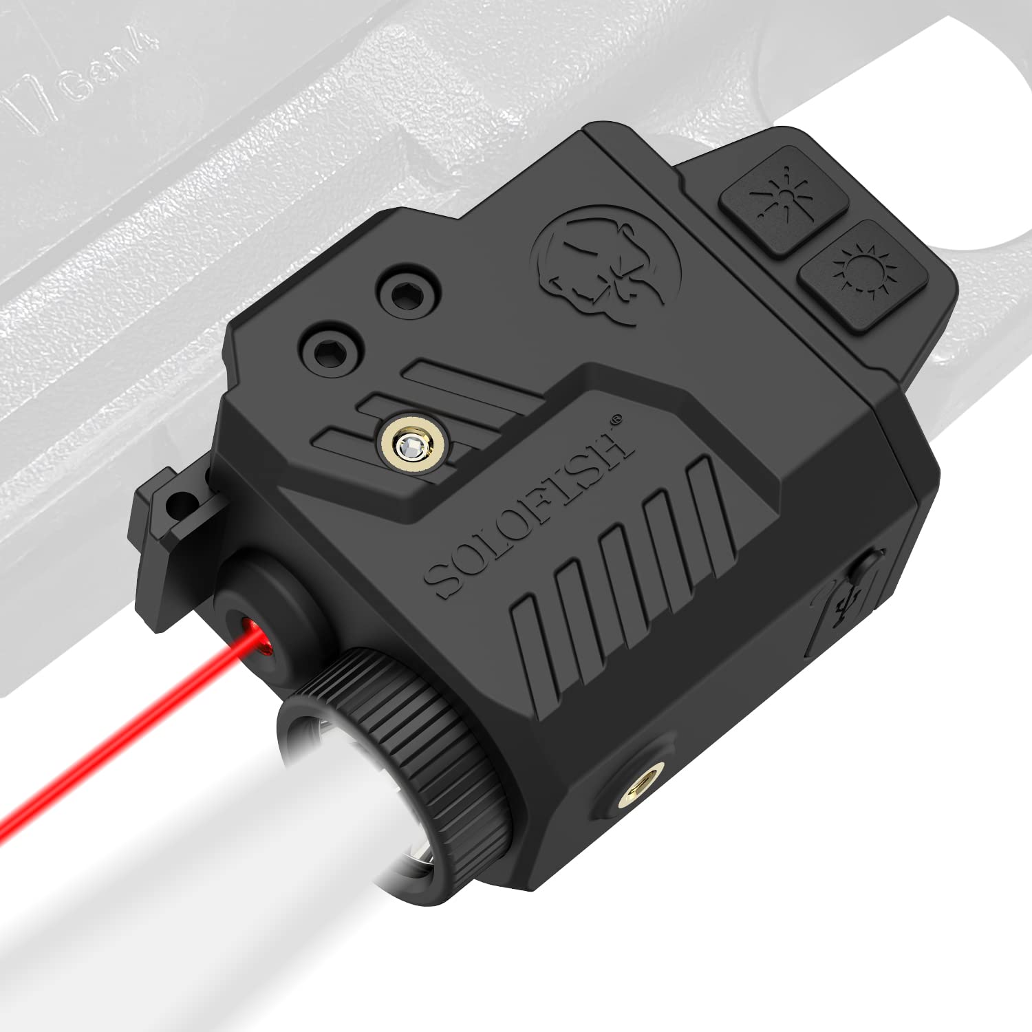 Solofish 700 Lumens Adjustable Handheld Toy Light Laser Combo  Strobe Function Red Laser and Tactical Light Fits for Full Size & Compact Launchers with Rail
